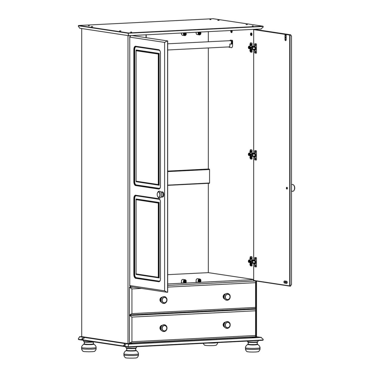 Odense Pine 2 Door 2 Drawer Wardrobe Natural – image 7