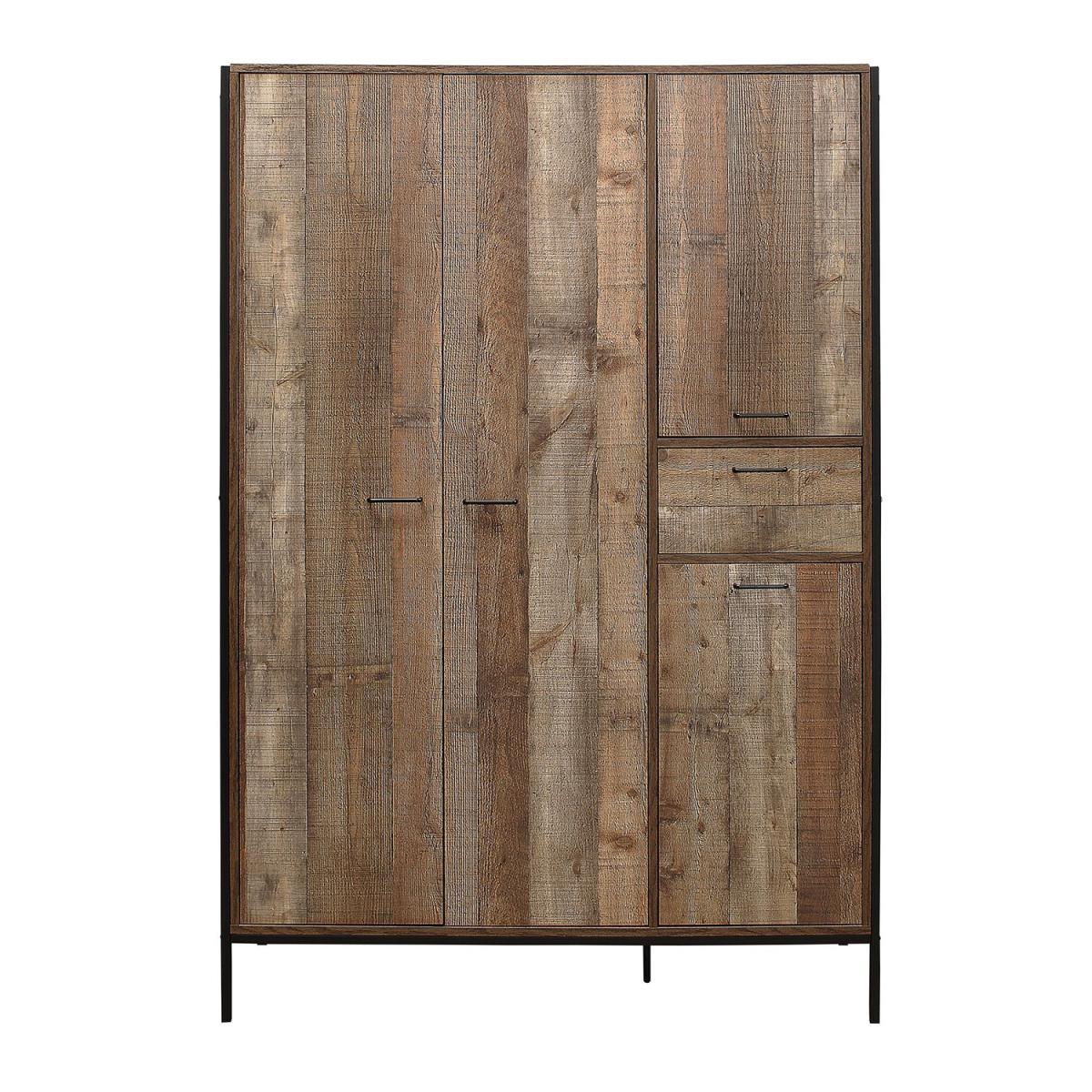 Urban Rustic 4 Door 1 Drawer Wardrobe Brown – image 5
