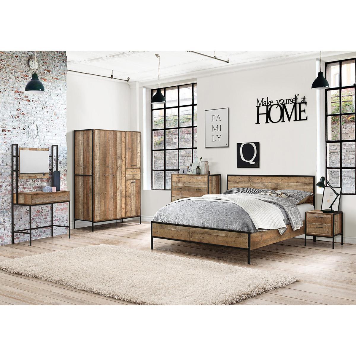 Urban Rustic 4 Door 1 Drawer Wardrobe Brown – image 7