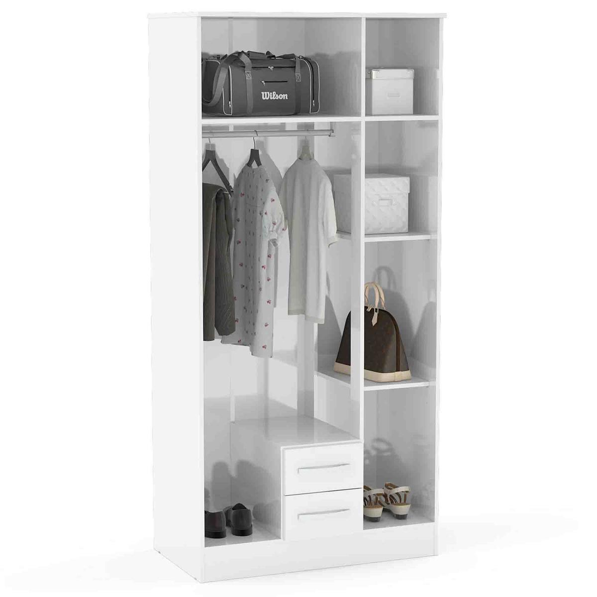Lynx White 3 Door 2 Drawer Mirrored Wardrobe White – image 2