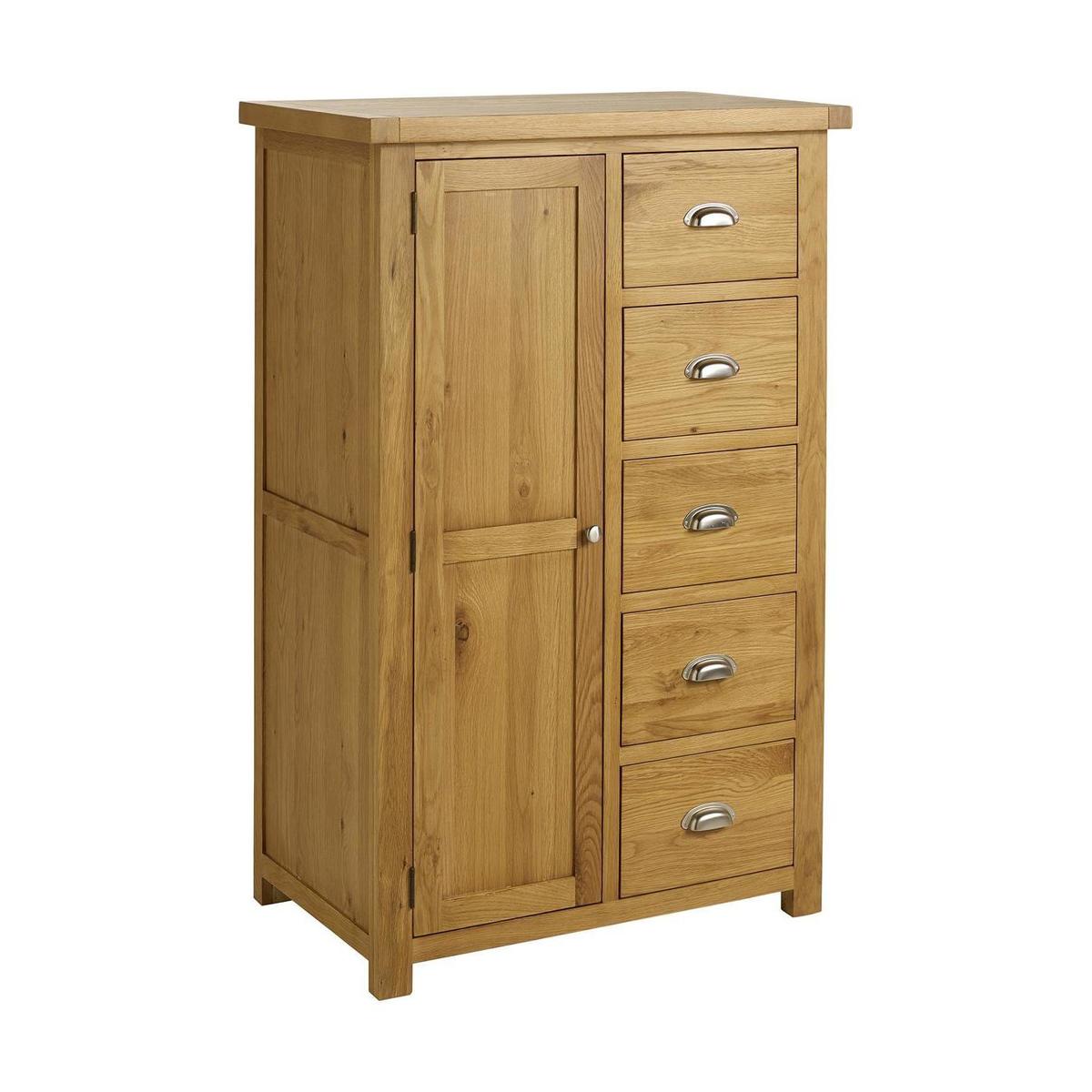 Woburn Oak 1 Door 5 Drawer Wardrobe Brown – image 2