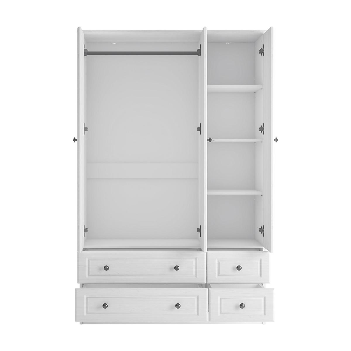 Hampshire 4 Drawer Triple Wardrobe White – image 2
