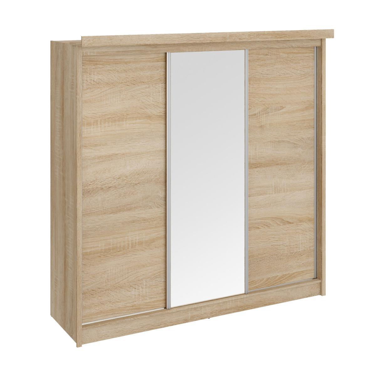 Forde Oak Sliding Wardrobe With Mirror And Lights Light Oak – image 2