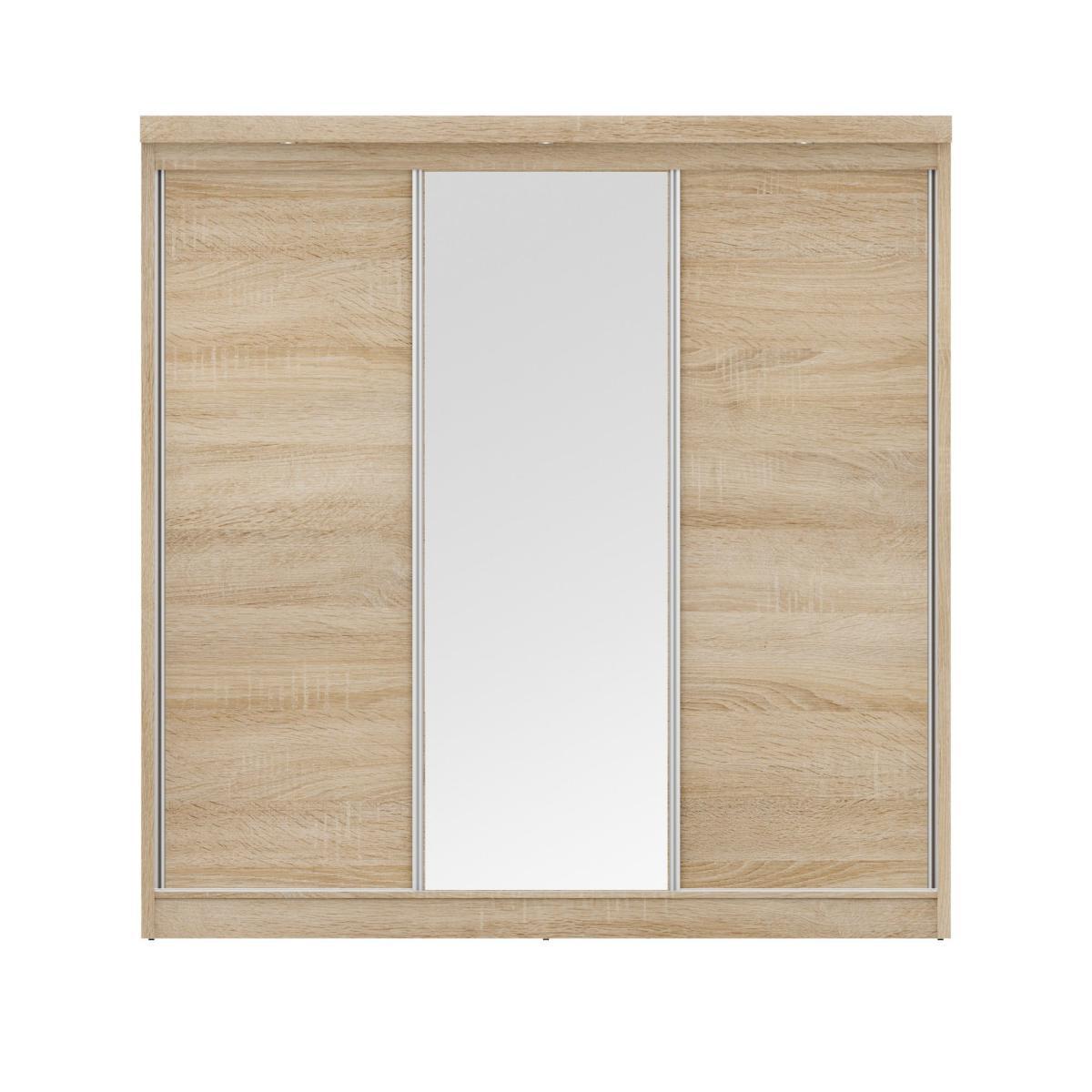 Forde Oak Sliding Wardrobe With Mirror And Lights Light Oak – image 3