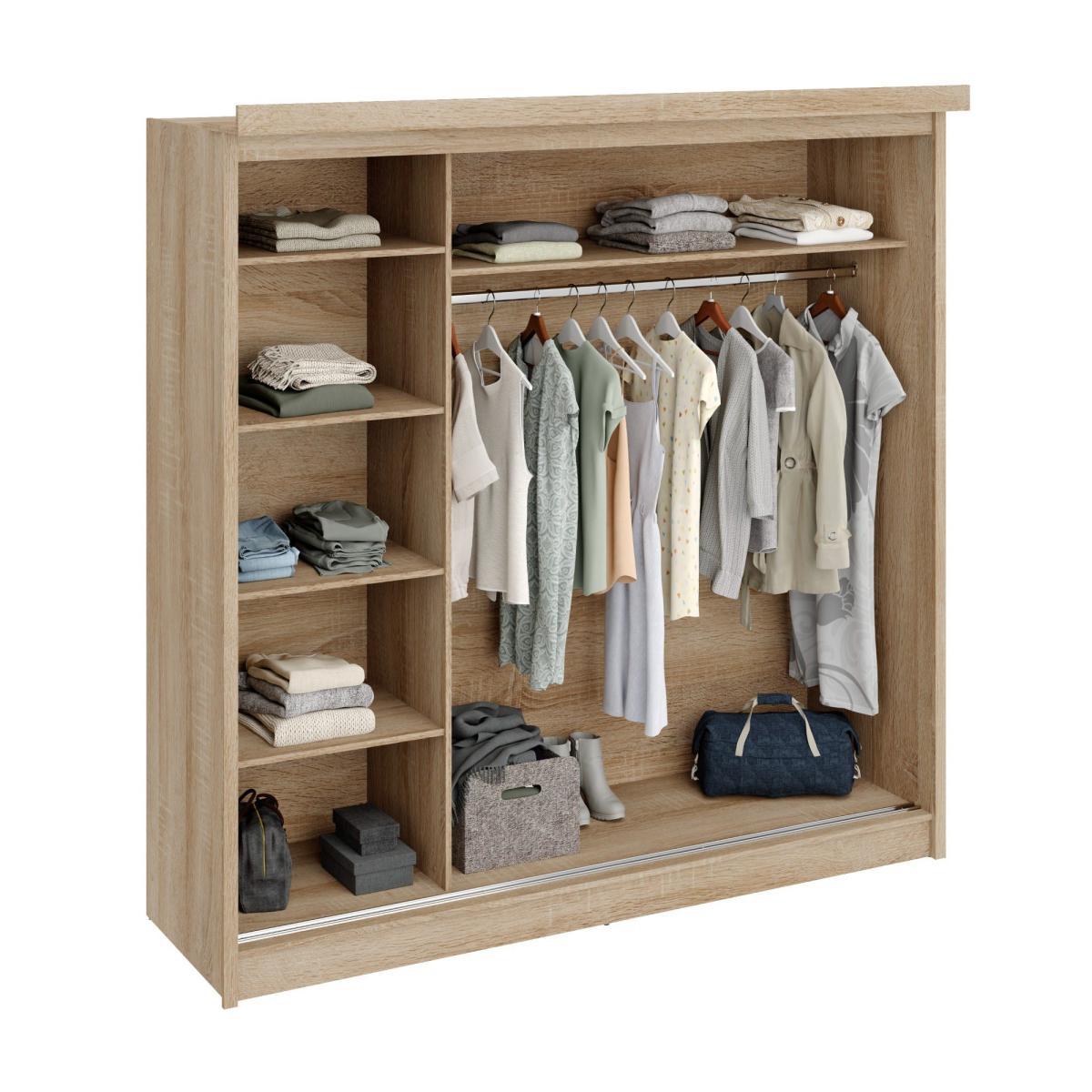 Forde Oak Sliding Wardrobe With Mirror And Lights Light Oak – image 4