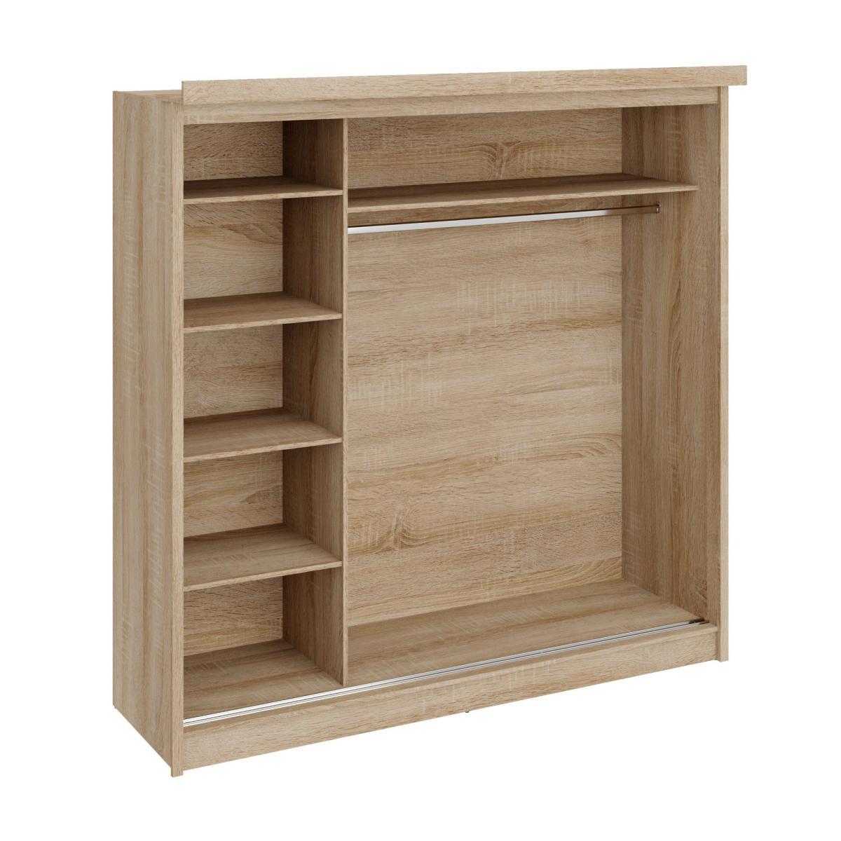 Forde Oak Sliding Wardrobe With Mirror And Lights Light Oak – image 5