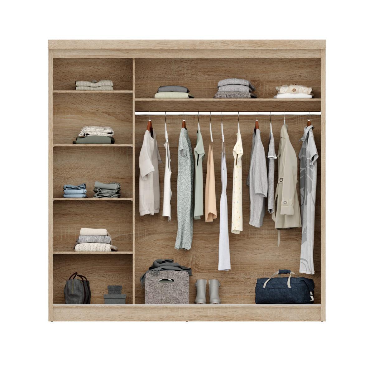 Forde Oak Sliding Wardrobe With Mirror And Lights Light Oak – image 6