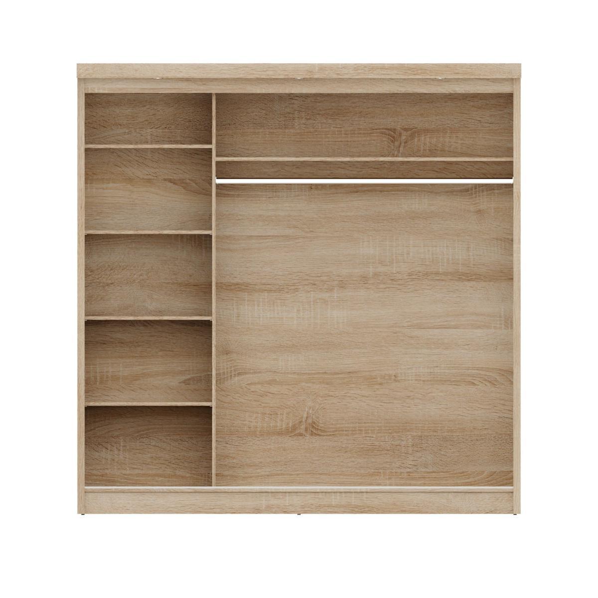 Forde Oak Sliding Wardrobe With Mirror And Lights Light Oak – image 7