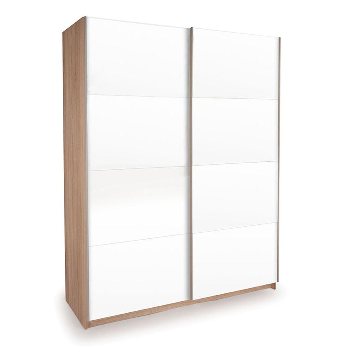 Ellum White Gloss and Oak Sliding Wardrobe White – image 2