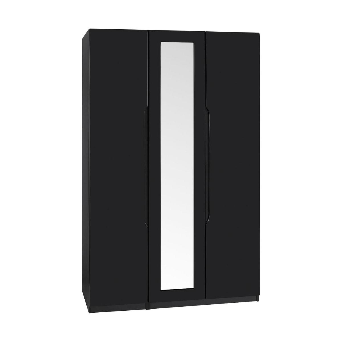 Legato Black 3 Door Mirrored Wardrobe Black