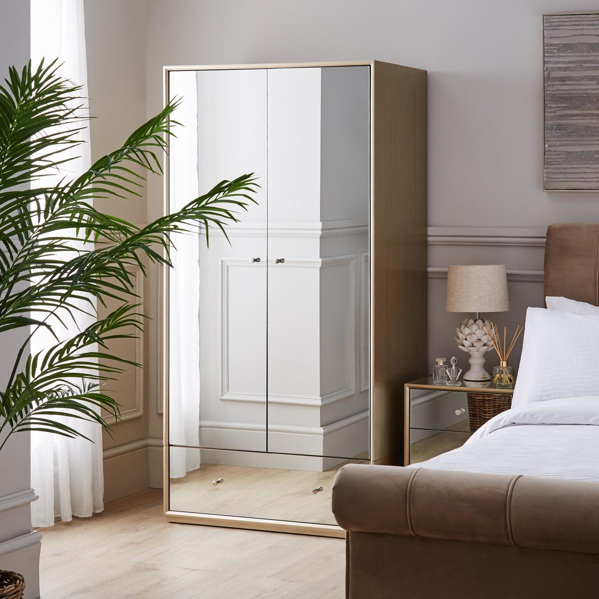 Harriet Mirrored Gents Wardrobe Silver – image 3