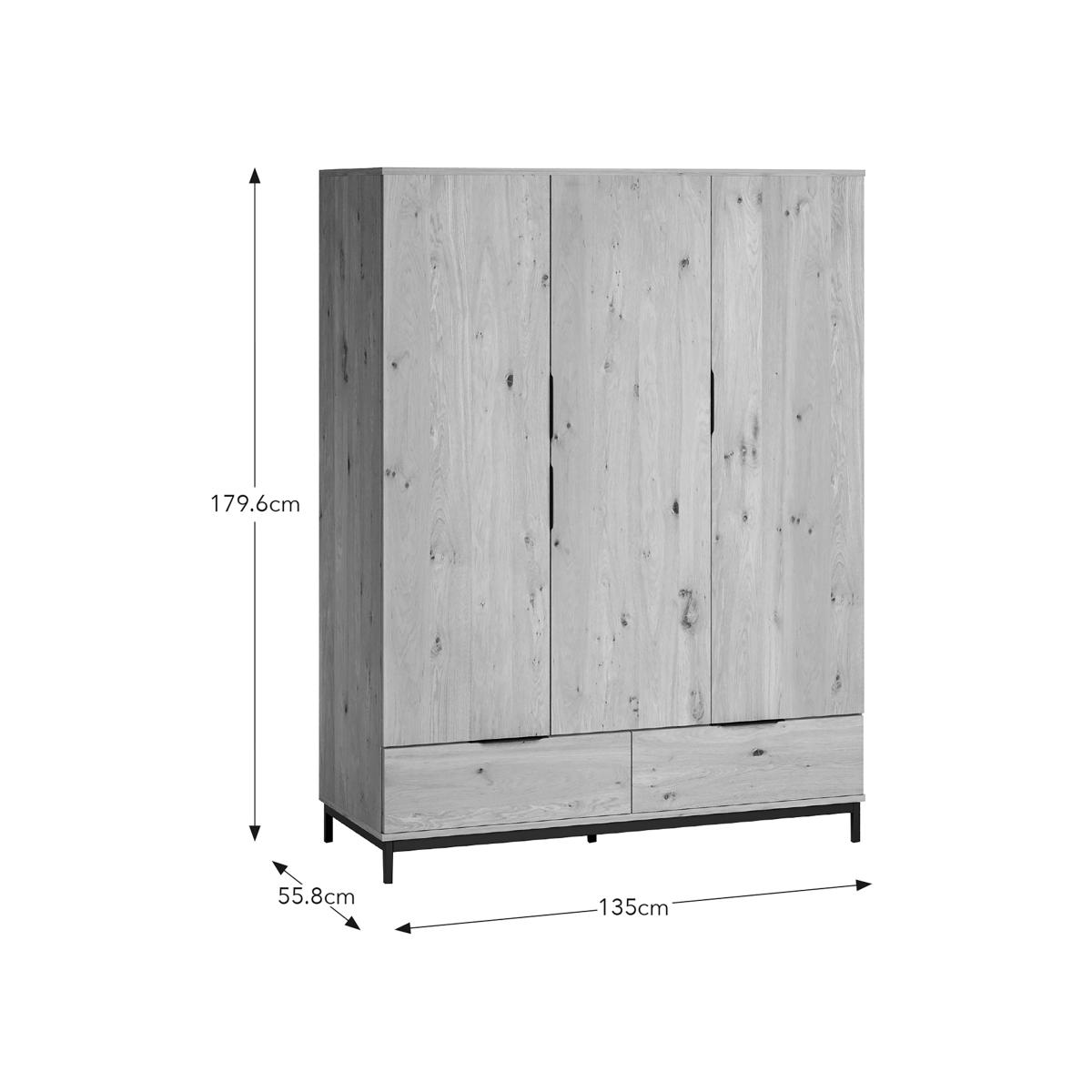 Reynolds Triple Wardrobe Rustic Oak Effect – image 8