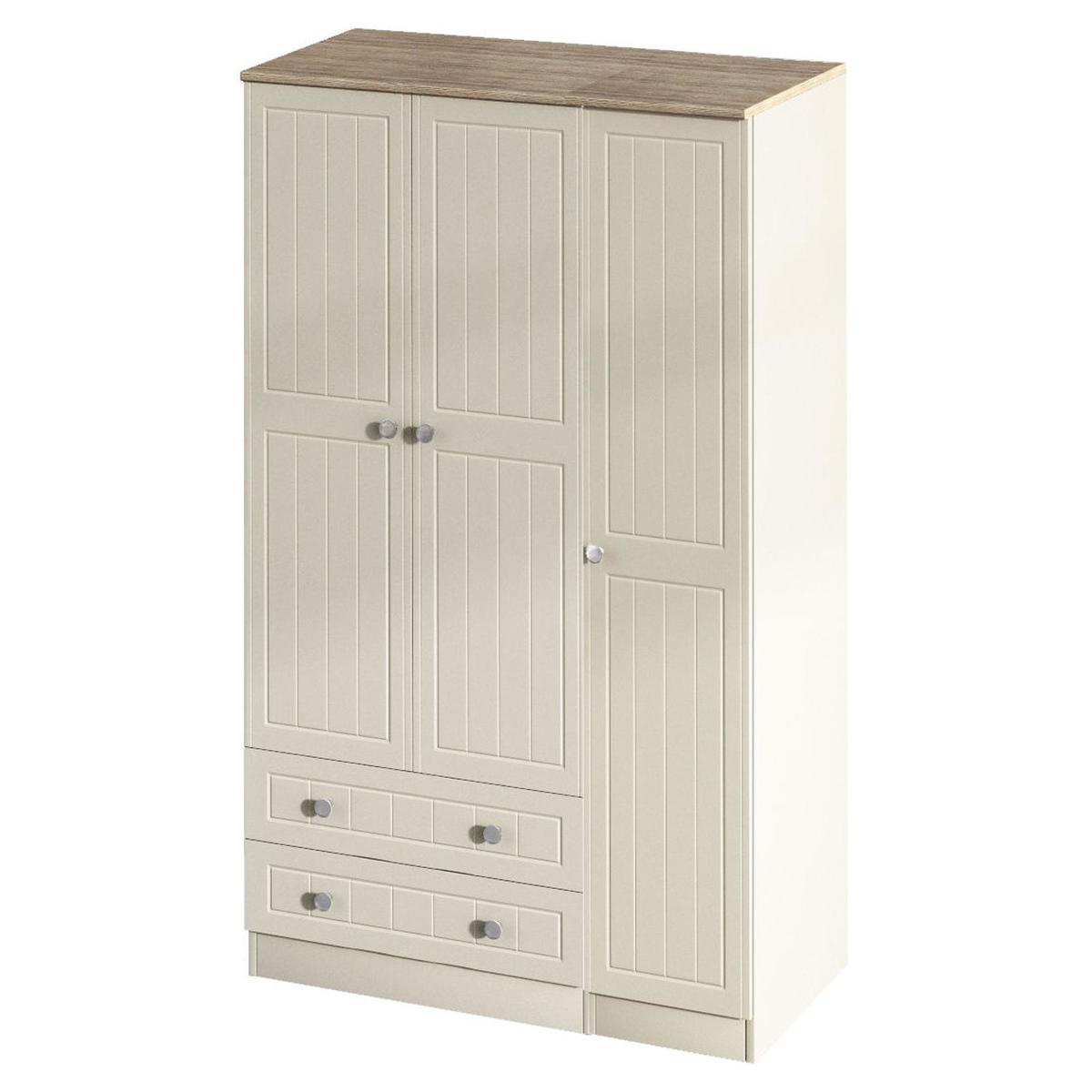 Vienna Triple 2 Drawer Wardrobe Cream – image 2