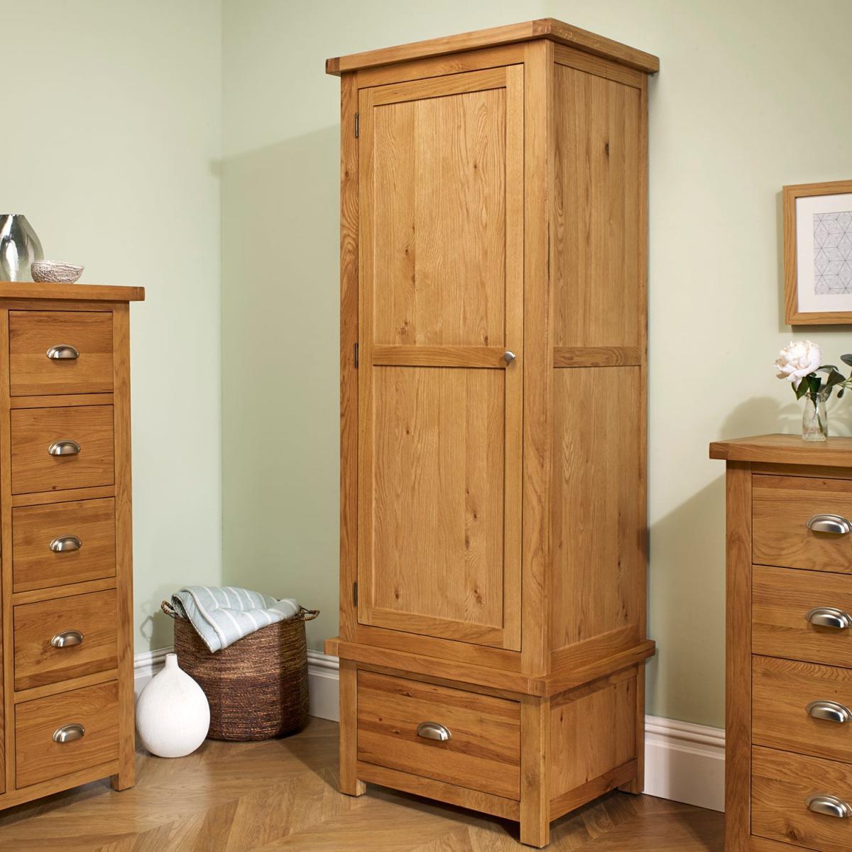Woburn Oak 1 Door 1 Drawer Wardrobe Brown – image 2