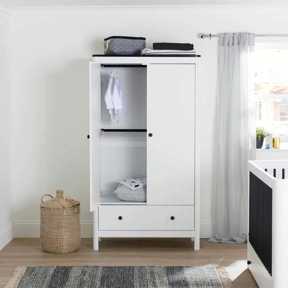 Ickle Bubba Tenby Double 1 Drawer Wardrobe Black/white – image 2