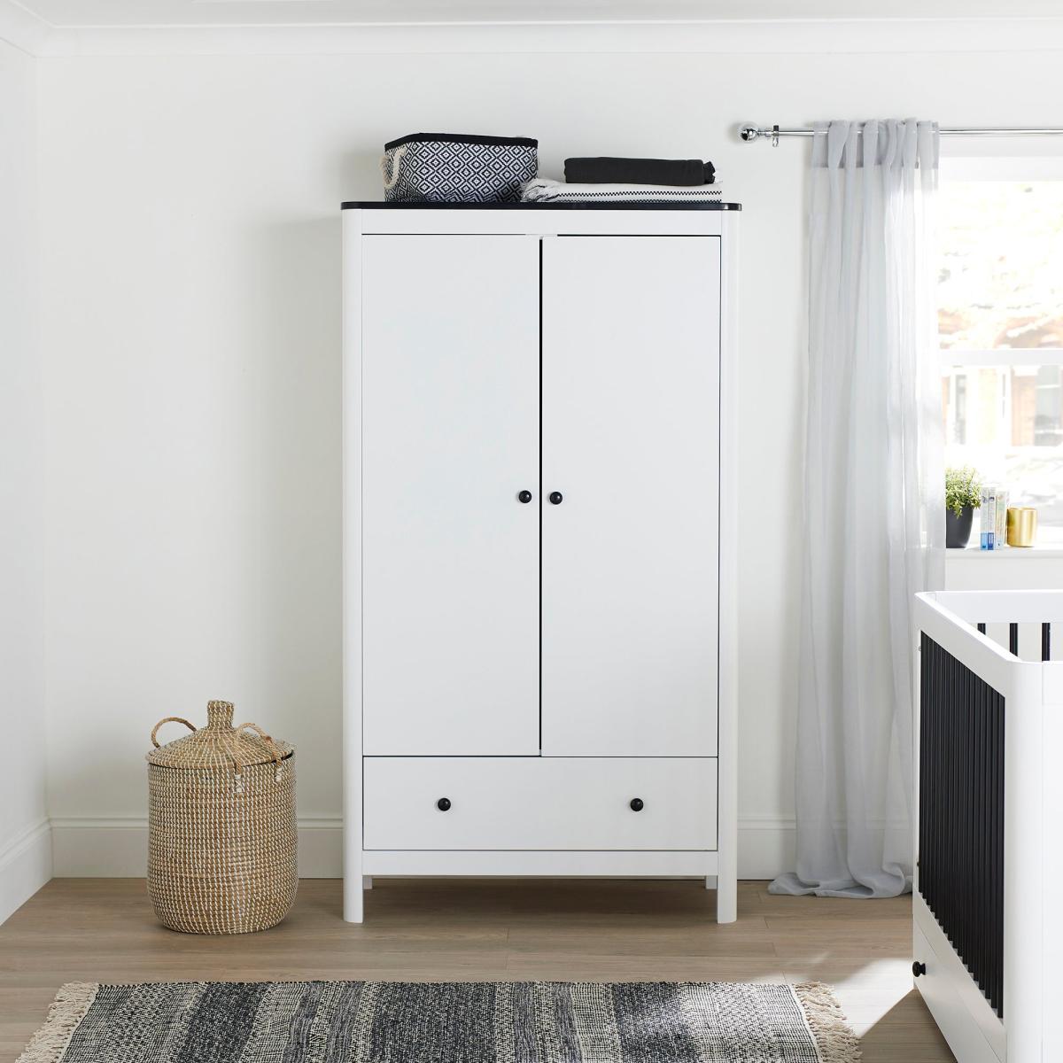 Ickle Bubba Tenby Double 1 Drawer Wardrobe Black/white – image 1