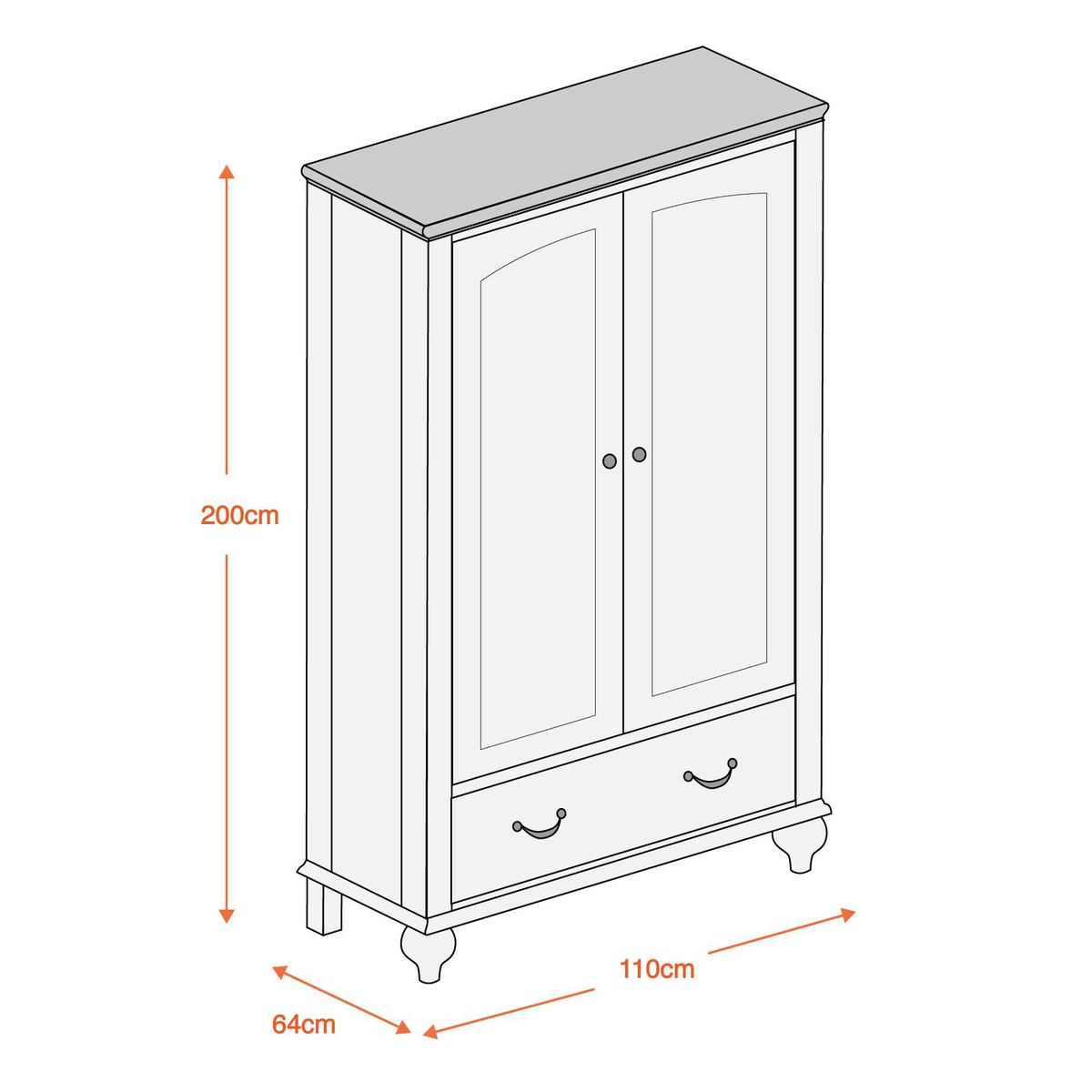 Sophia Grey Double Wardrobe Grey – image 2