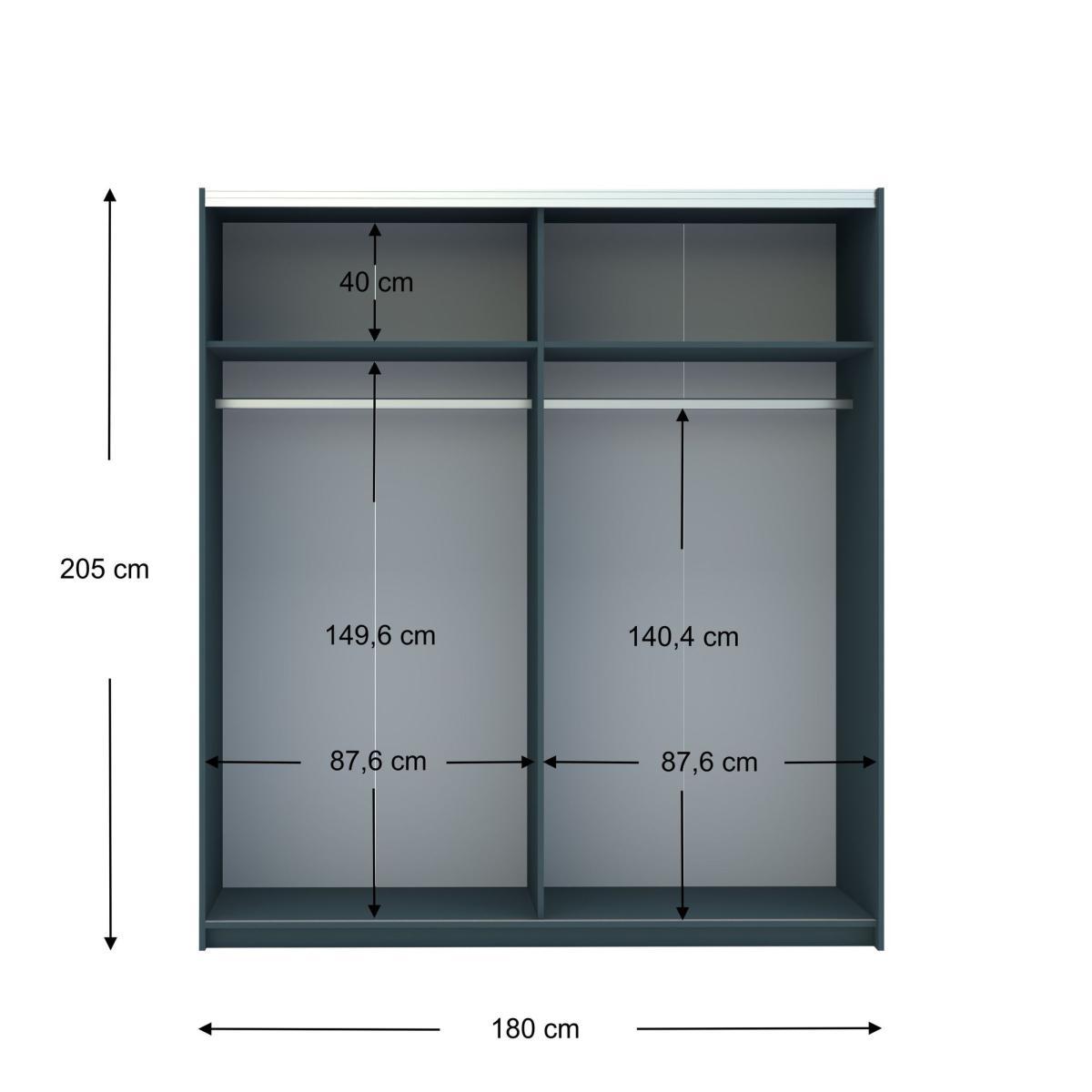 Norland Anthracite 2 Door Sliding Full Mirrored Wardrobe Dark Grey – image 5