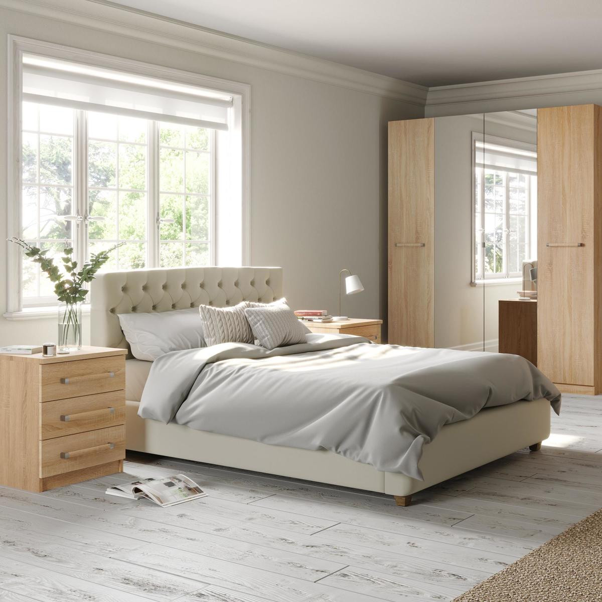 Hampton 3 Door Mirrored Wardrobe Brown – image 2