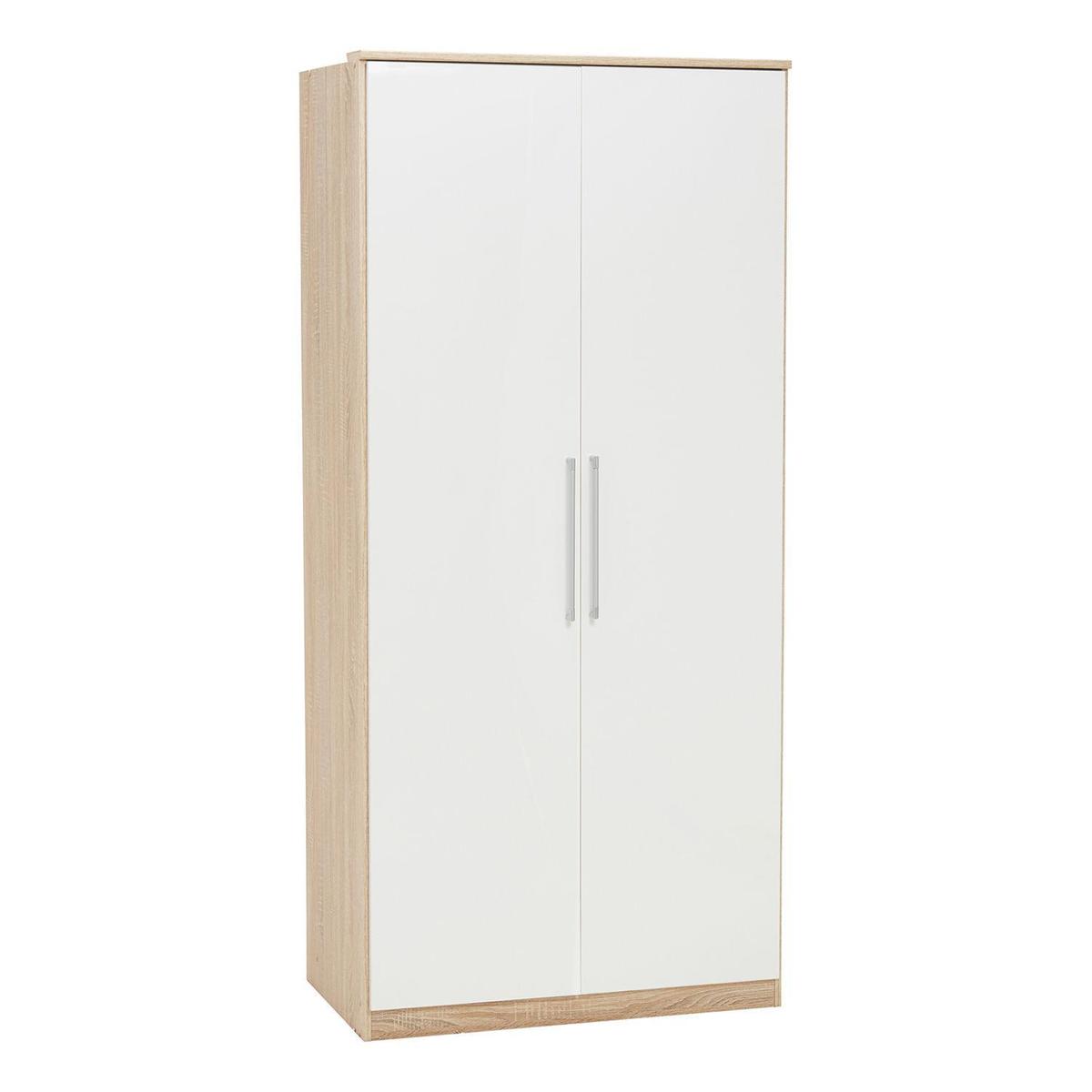Greven (Gamma) Oak and White Gloss 2 Door Wardrobe White – image 2