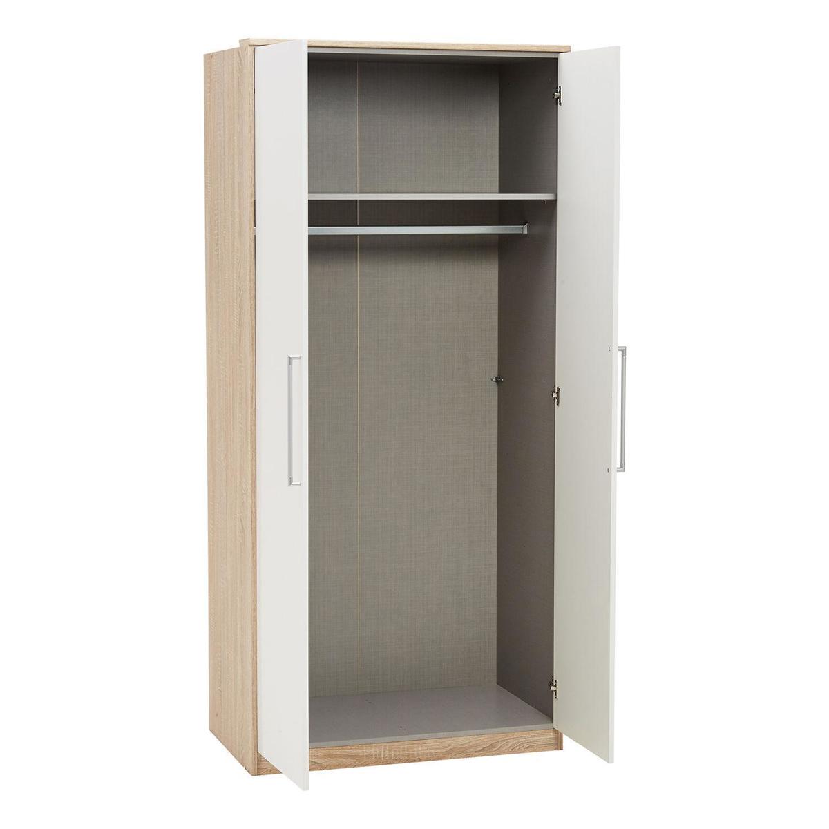 Greven (Gamma) Oak and White Gloss 2 Door Wardrobe White – image 4