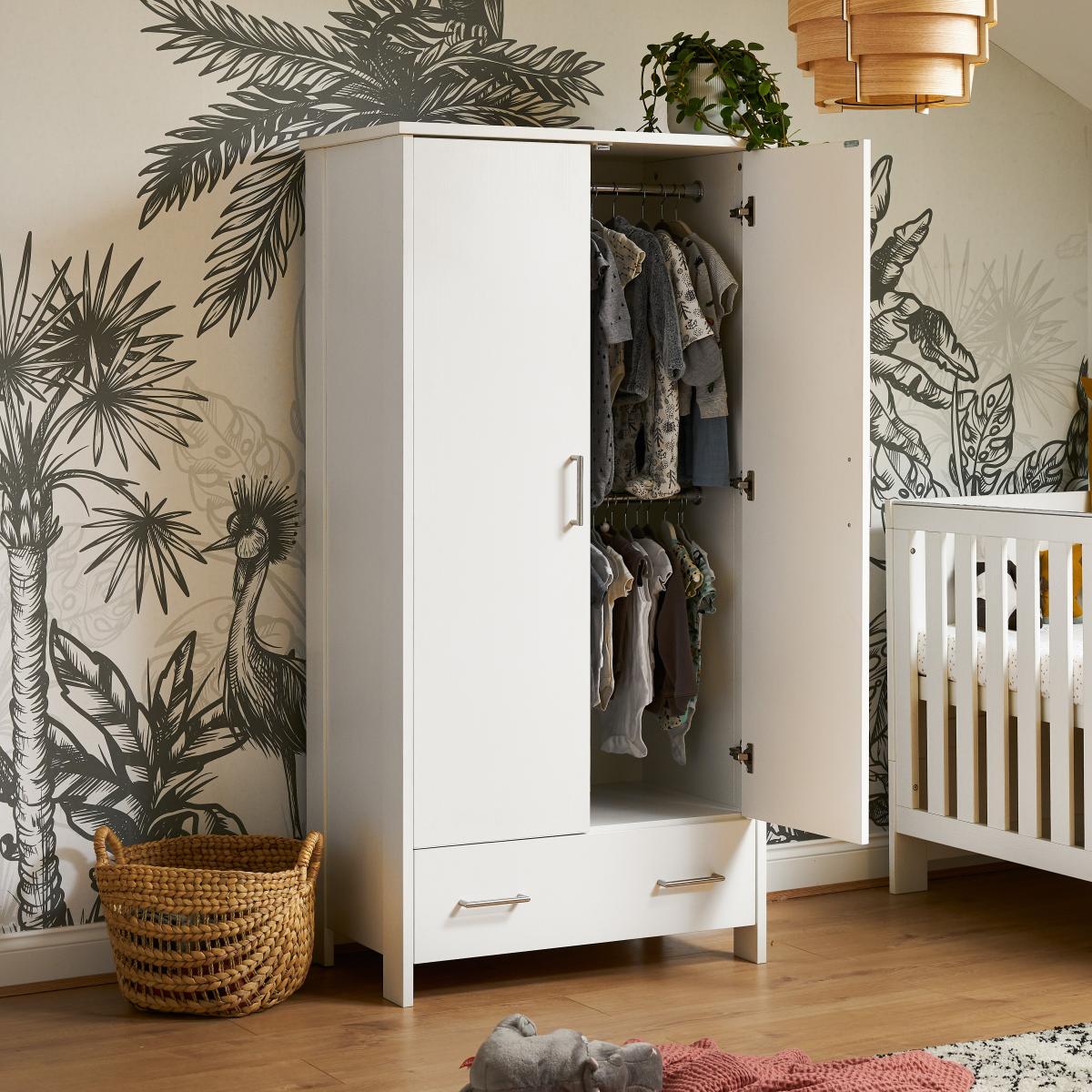 Obaby Nika Double 1 Drawer Wardrobe White – image 2