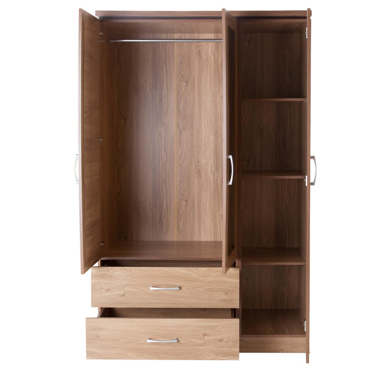 Charles 3 Door Mirrored Wardrobe Natural – image 2