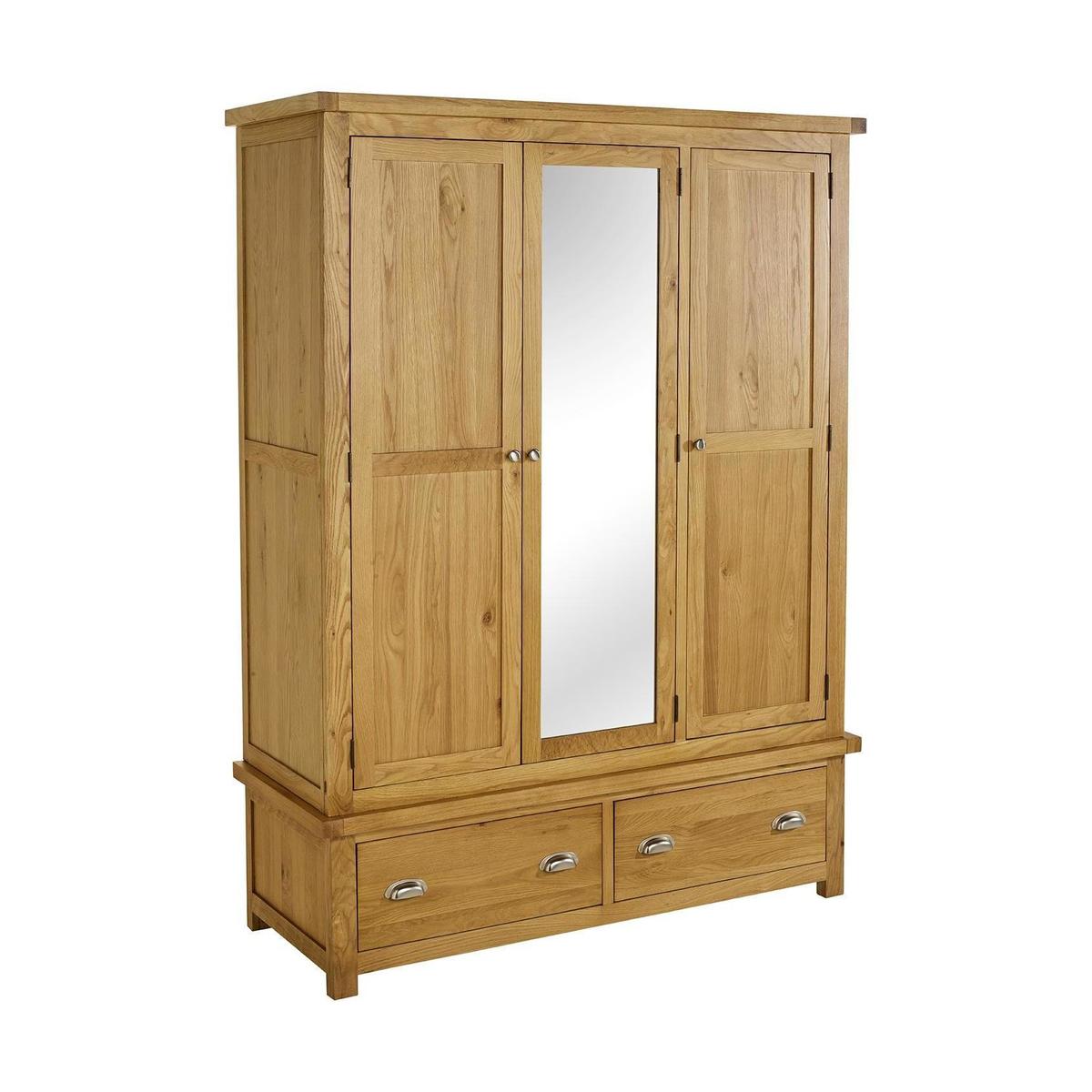 Woburn Oak 3 Door 2 Drawer Wardrobe Brown – image 2