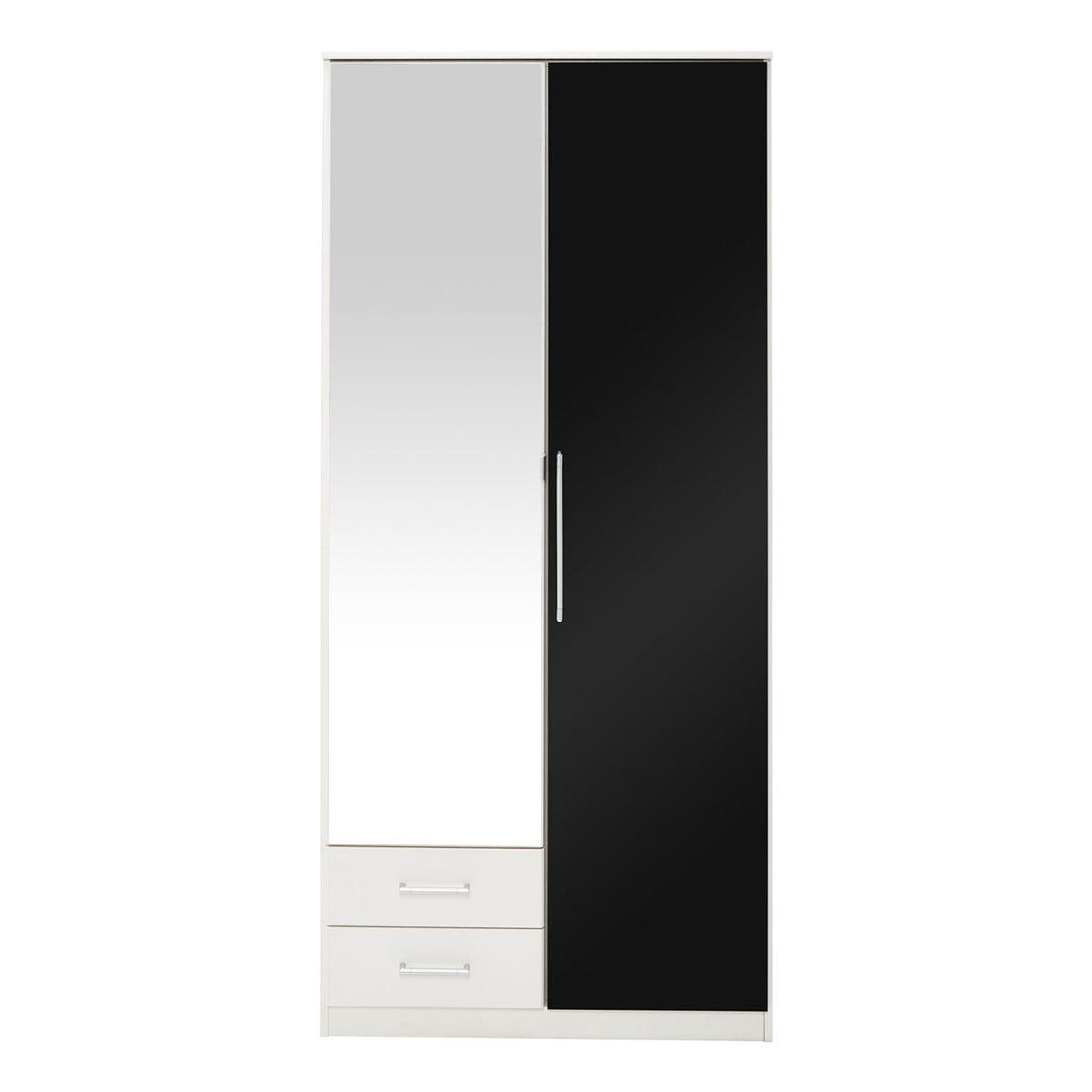 Greven White 2 Door 2 Drawer Mirrored Wardrobe White – image 3