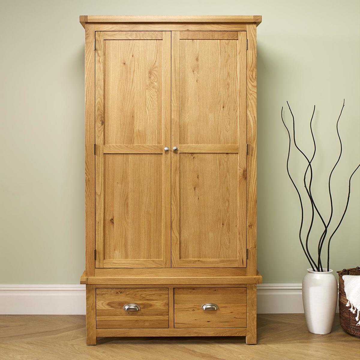 Woburn Oak 2 Door 2 Drawer Wardrobe Natural – image 3