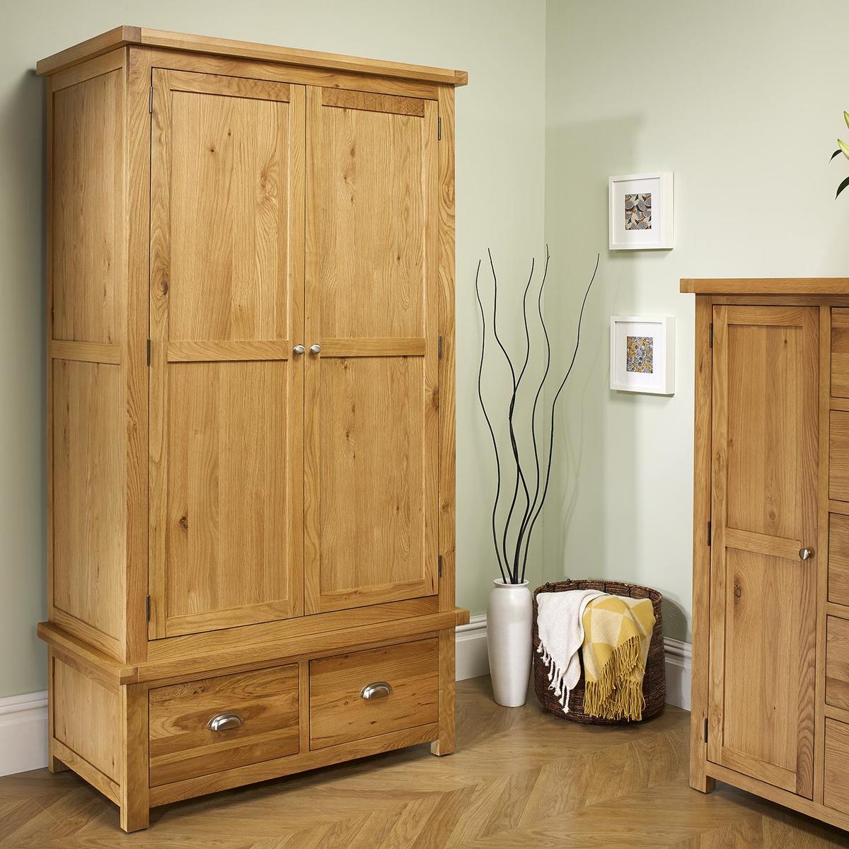 Woburn Oak 2 Door 2 Drawer Wardrobe Natural – image 4