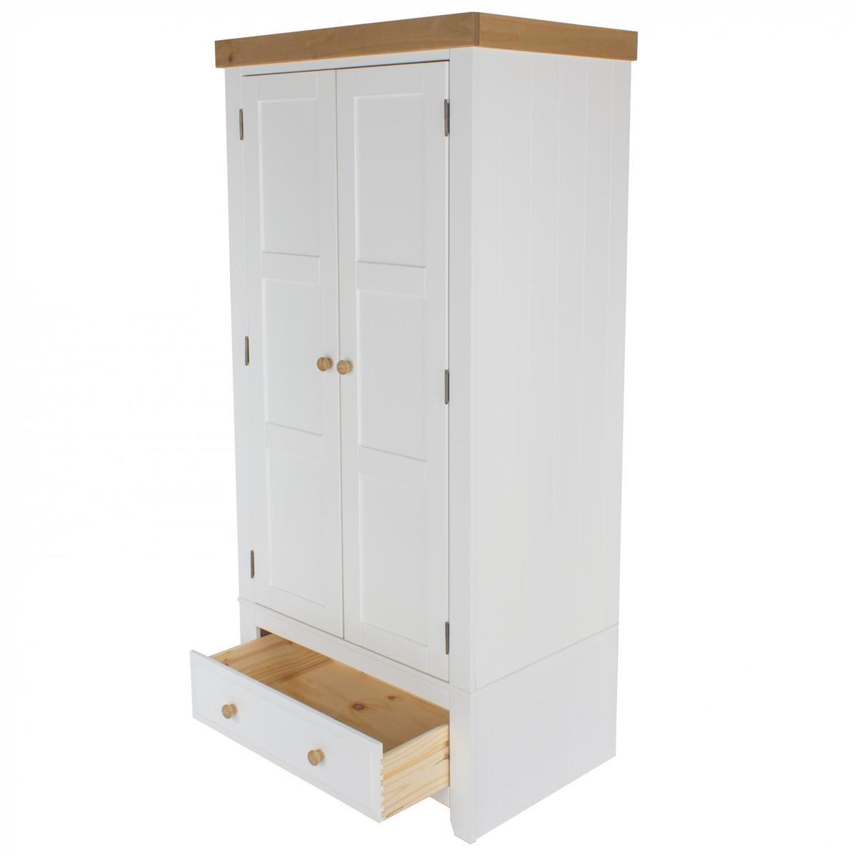 Quitman Capri 2 Door 1 Drawer Wardrobe White – image 4