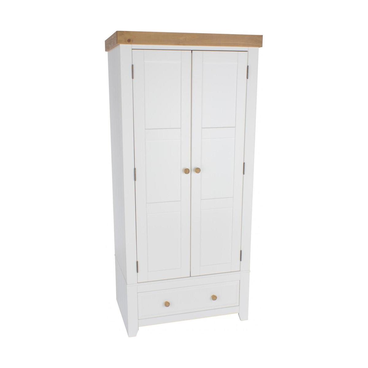 Quitman Capri 2 Door 1 Drawer Wardrobe White – image 2