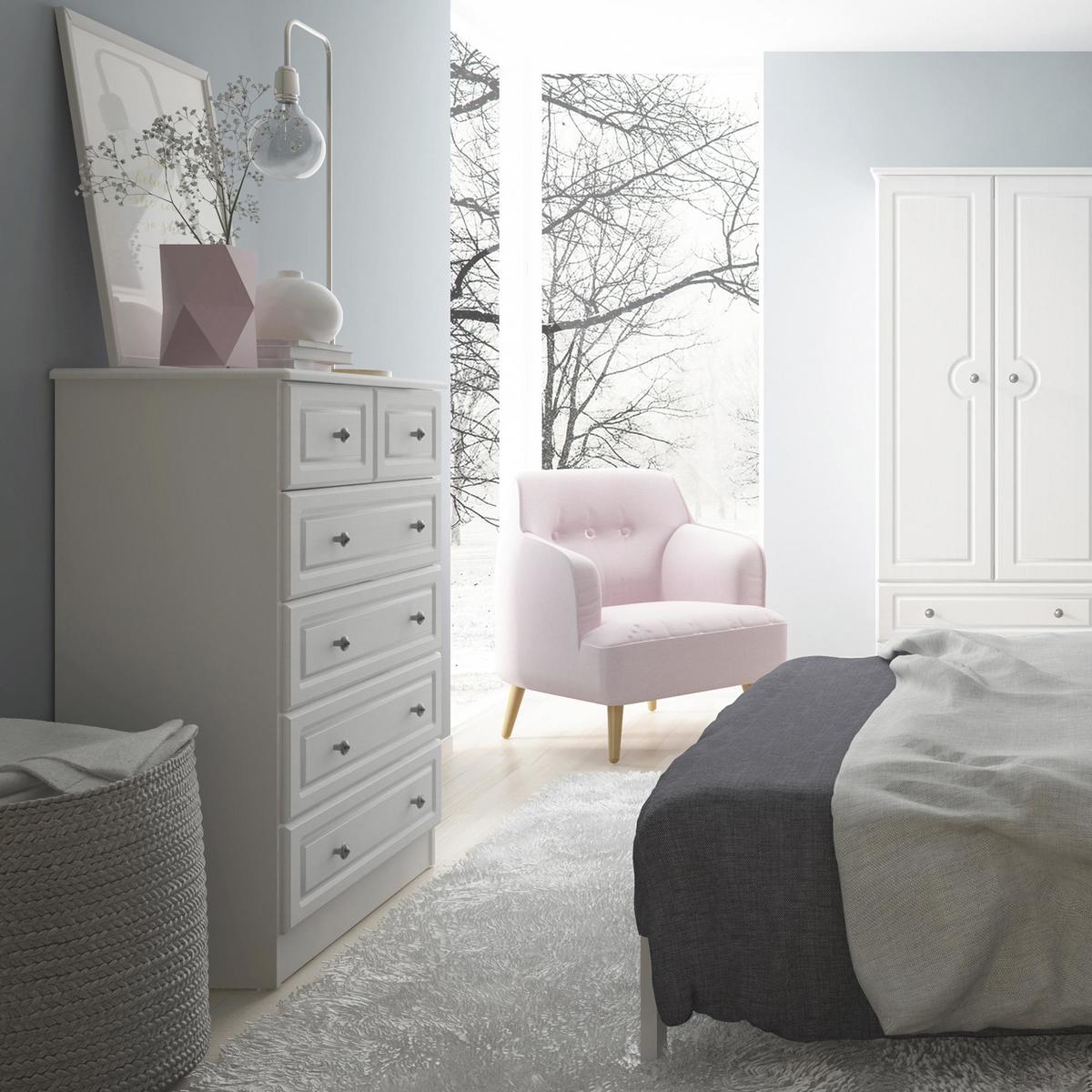 Hampshire 2 Drawer Double Wardrobe White – image 3