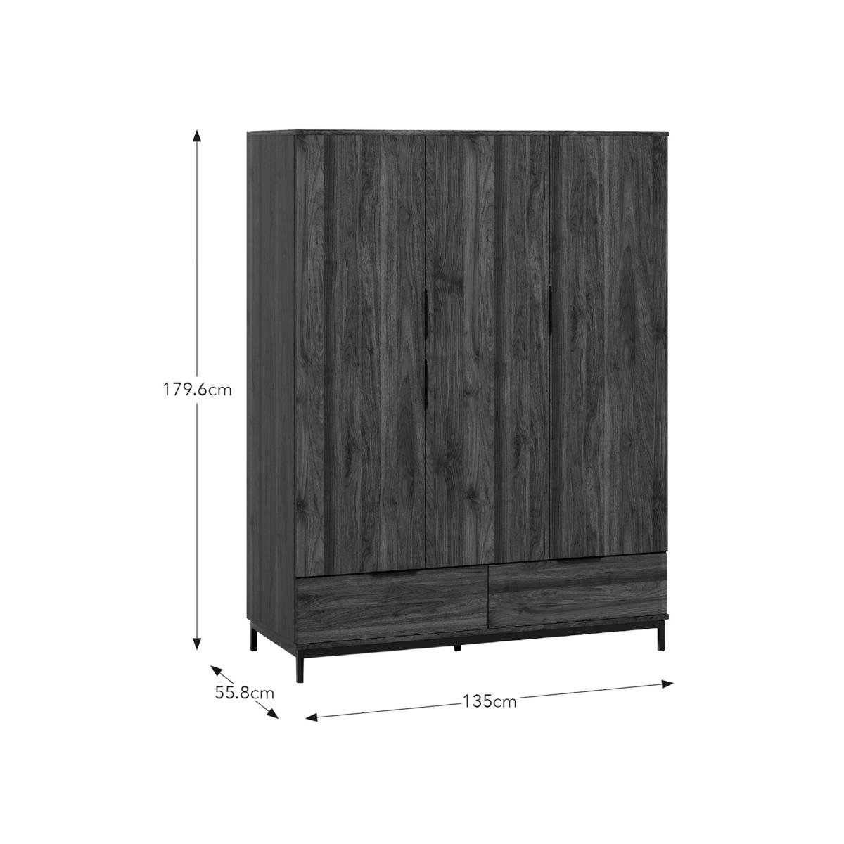 Reynolds Triple Wardrobe Black – image 7