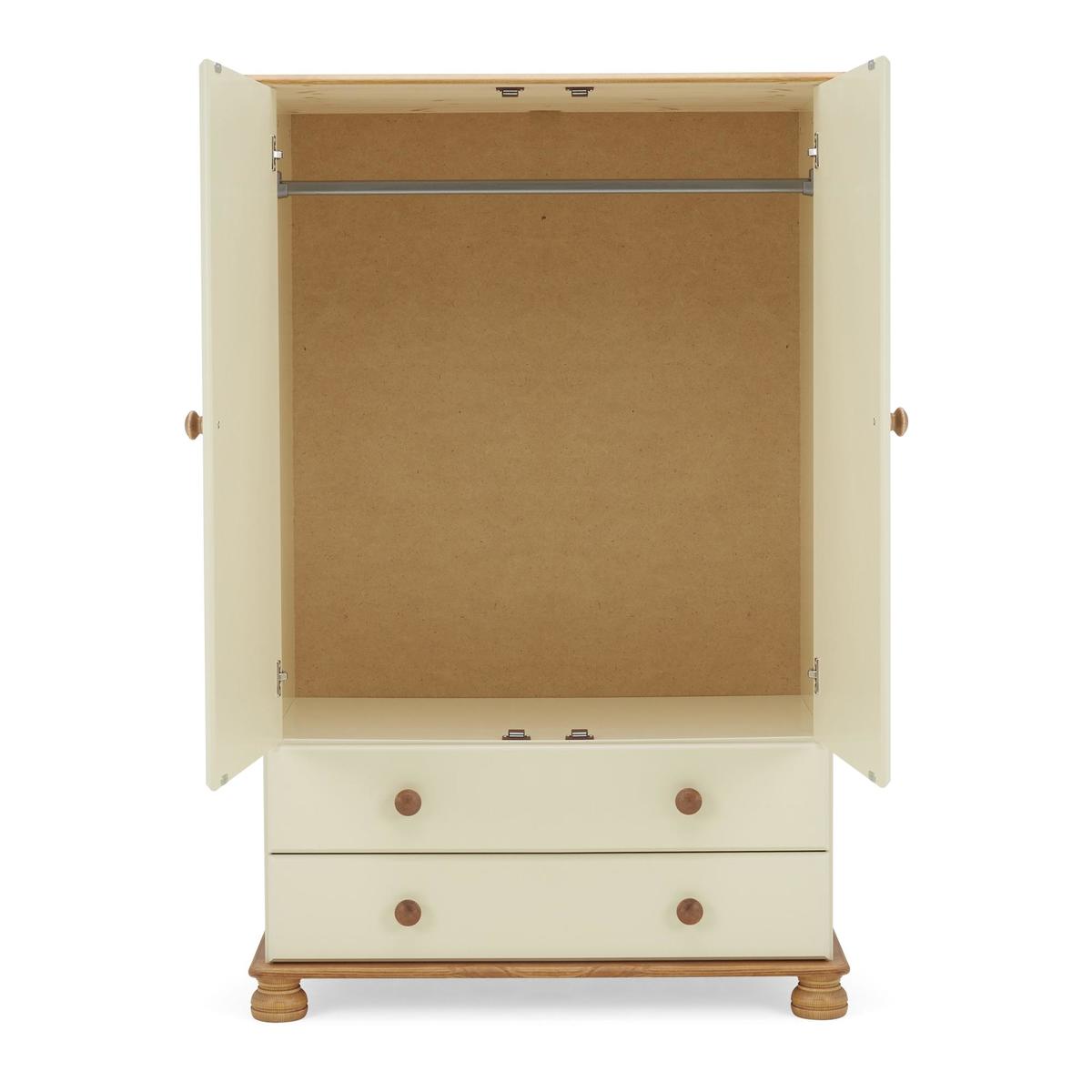 Colburn Cream Wide 2 Door 2 Drawer Wardrobe Natural/Cream – image 3
