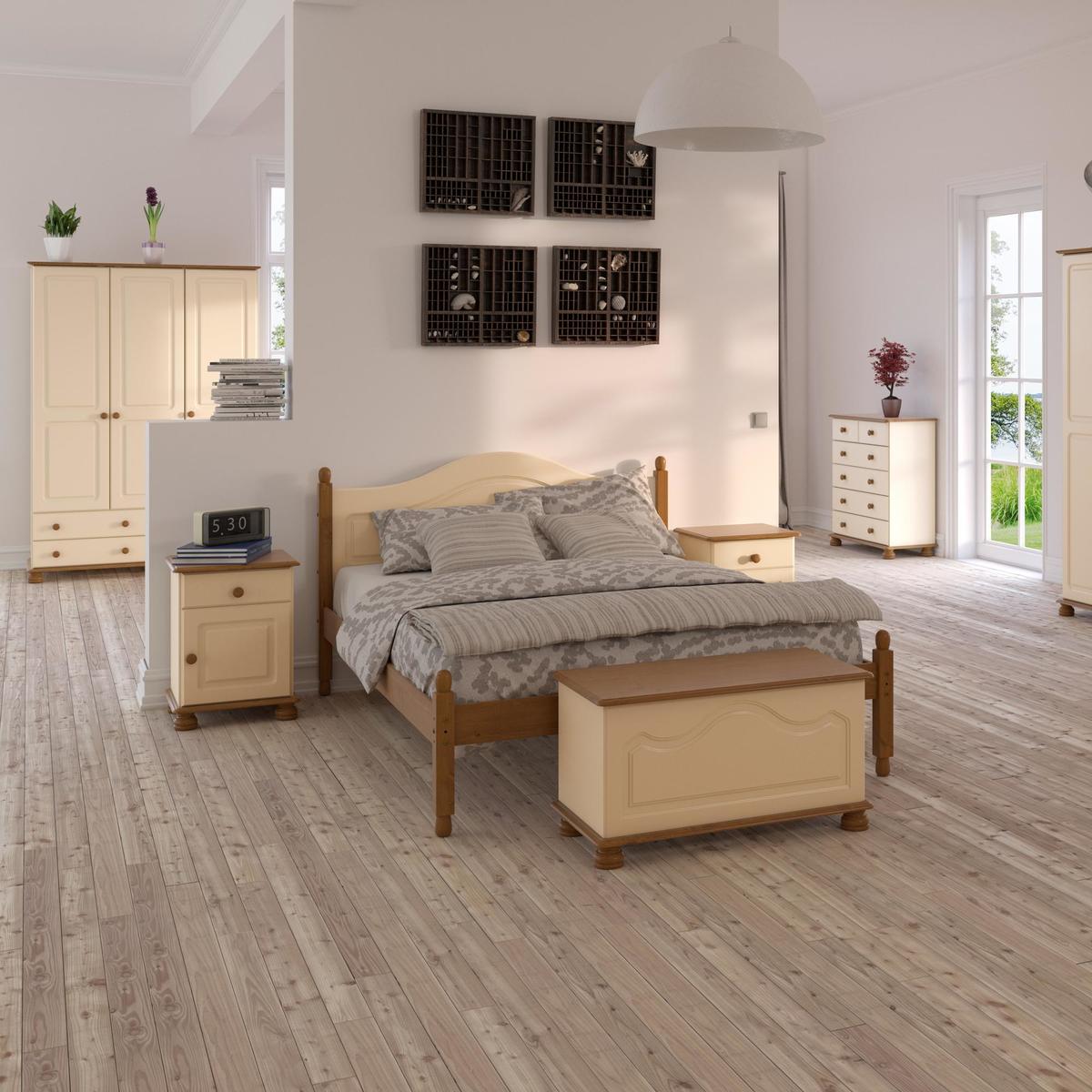 Colburn Cream Wide 2 Door 2 Drawer Wardrobe Natural/Cream – image 4