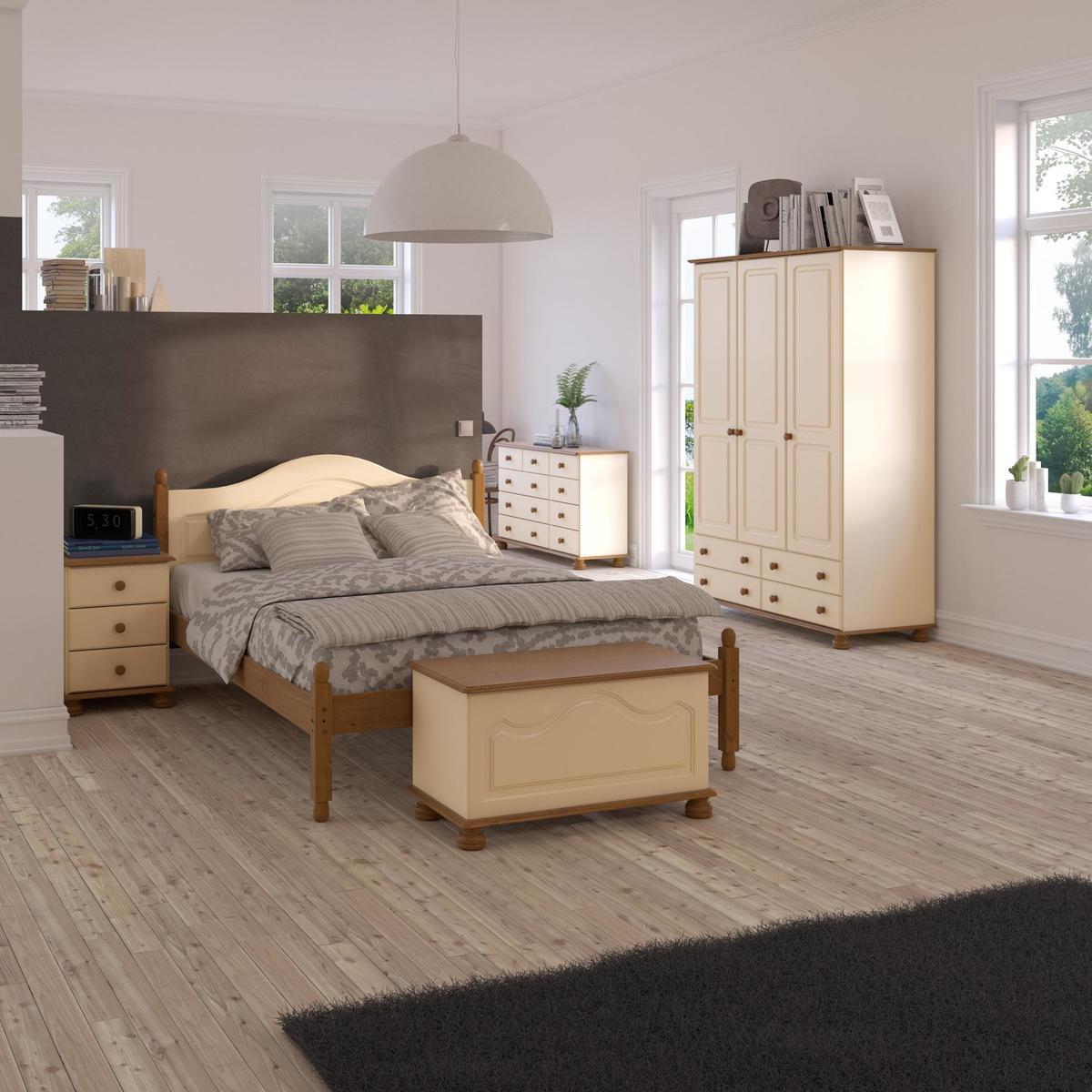 Colburn Cream Wide 2 Door 2 Drawer Wardrobe Natural/Cream – image 5