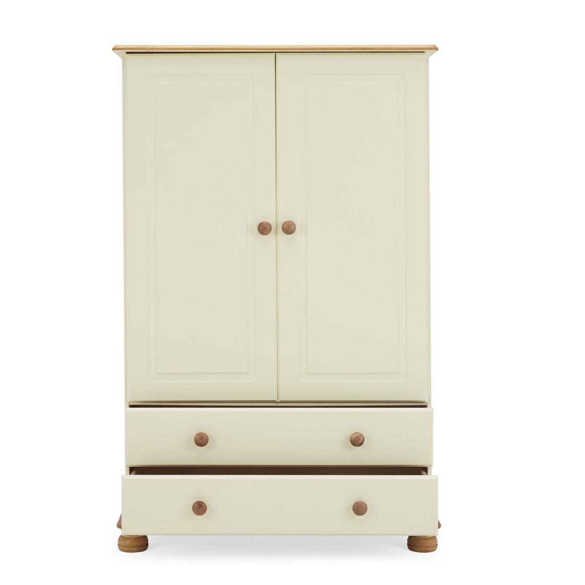 Colburn Cream Wide 2 Door 2 Drawer Wardrobe Natural/Cream – image 6