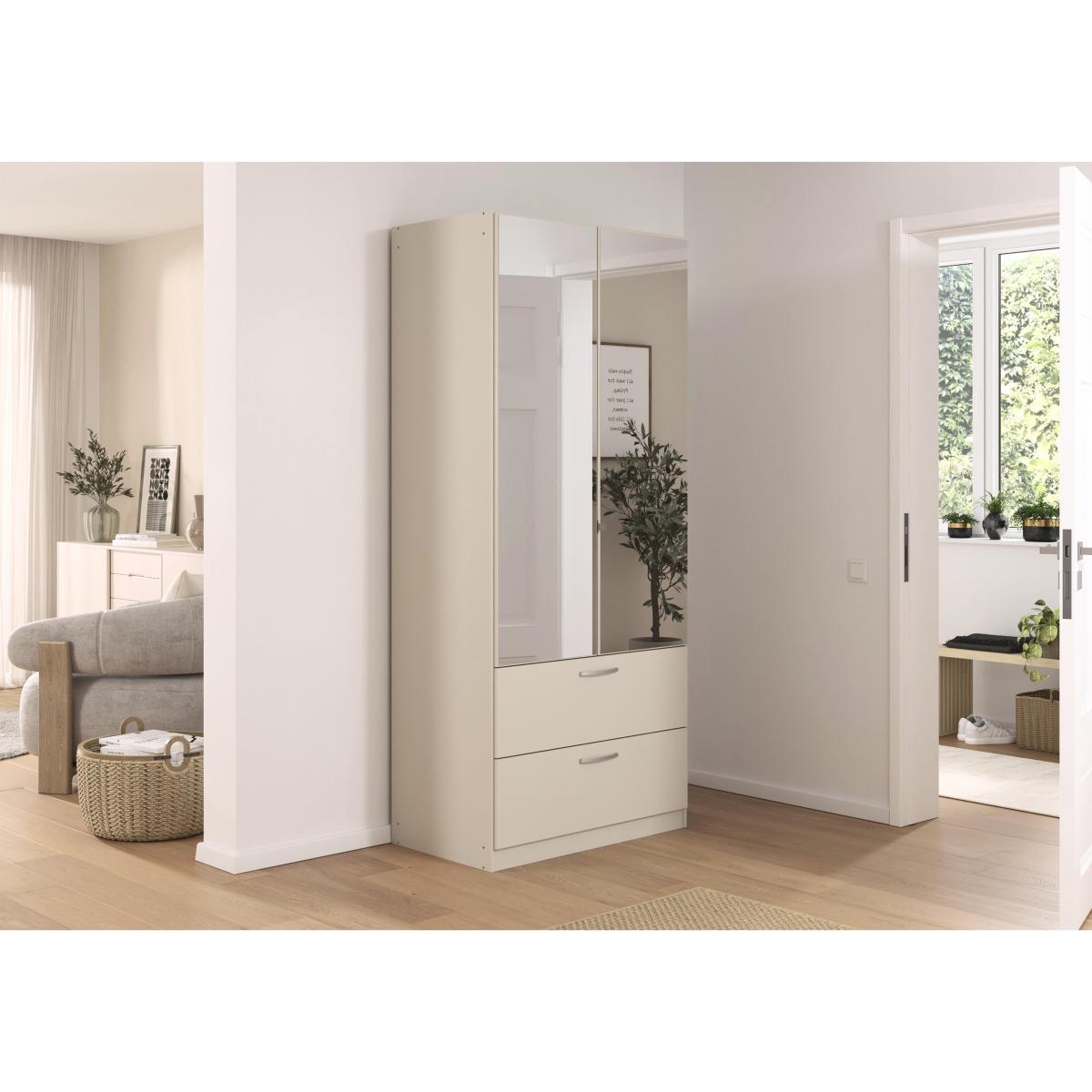 Rauch - Impulse 91cm 2 Door Combi Wardrobe with 2 Mirror Doors - Alpine White – image 2