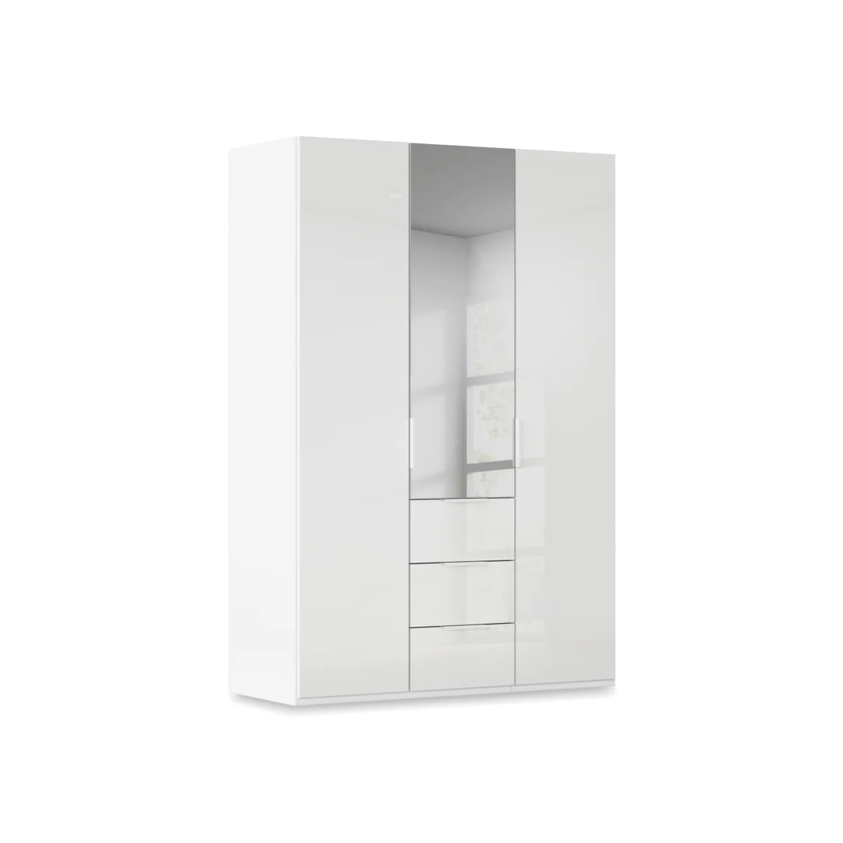 Rauch - Haven 151cm 3 Door Combi Wardrobe with 2 Glass Doors and 1 Mirror Door - Alpine White – image 1