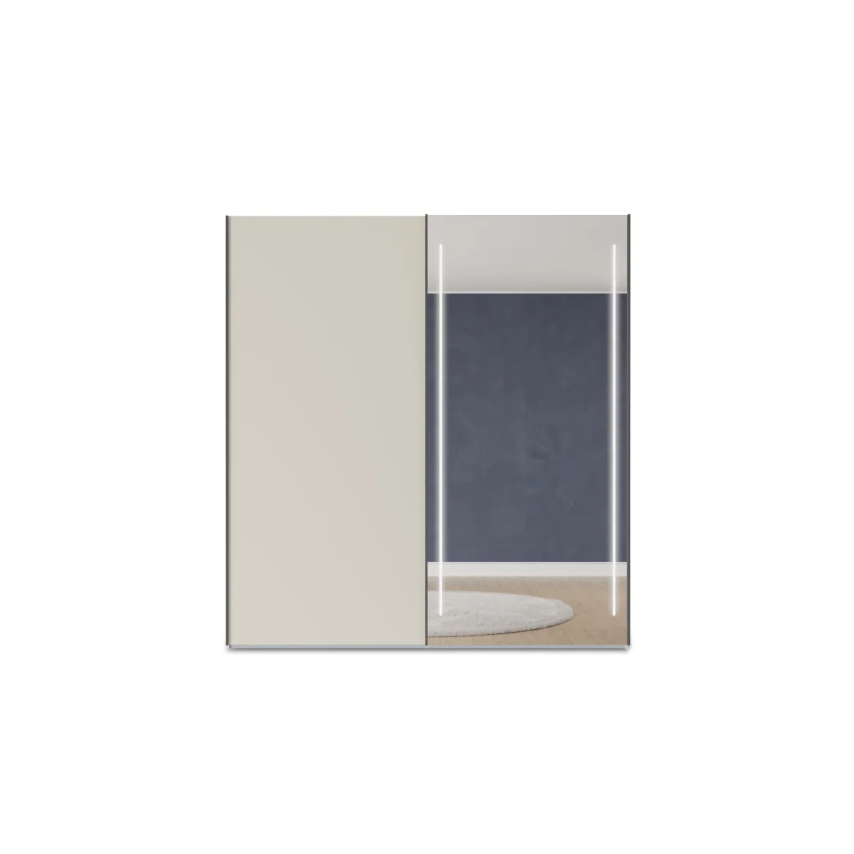 Instinct 200cm 2 Door Sliding Wardrobe with 1 Matt Finish Door and 1 Mirror Door with LED Lighting - Bedroom Furniture - In Time for Christmas – image 5