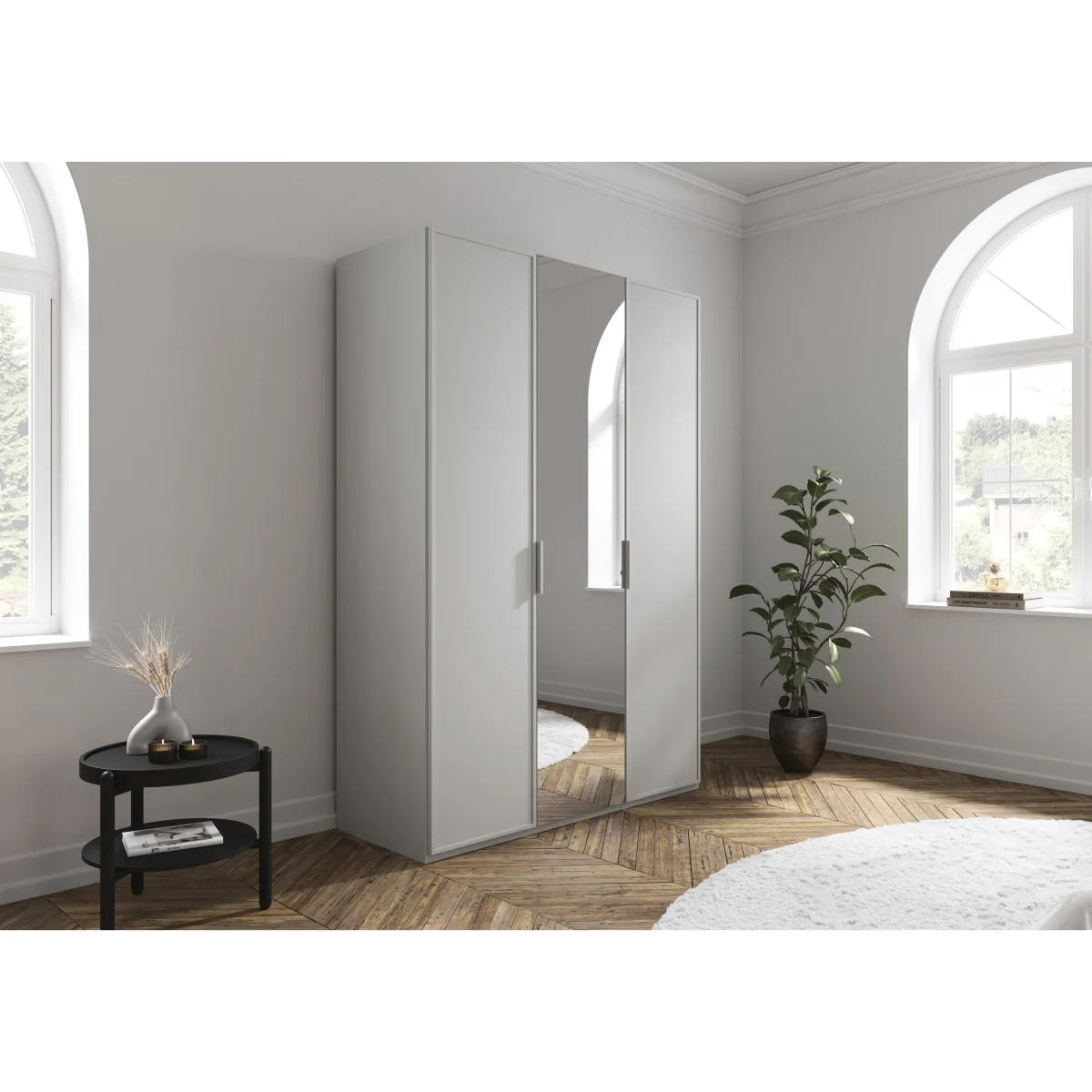 Rauch - Cadre 151cm 3 Door Hinged Wardrobe with 1 Mirror Door - Sonoma Oak – image 2