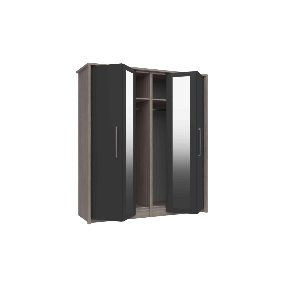 London Bedrooms - Euston 4 Door Bifold Wardrobe with Mirrors - Grey Oak/White Grey Gloss – image 2