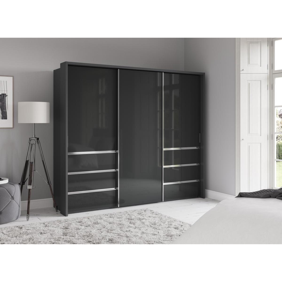 Wiemann - Pacifica 2 260cm 3 Door Sliding Wardrobe with Drawers at Left and Right - Pebble Grey – image 2