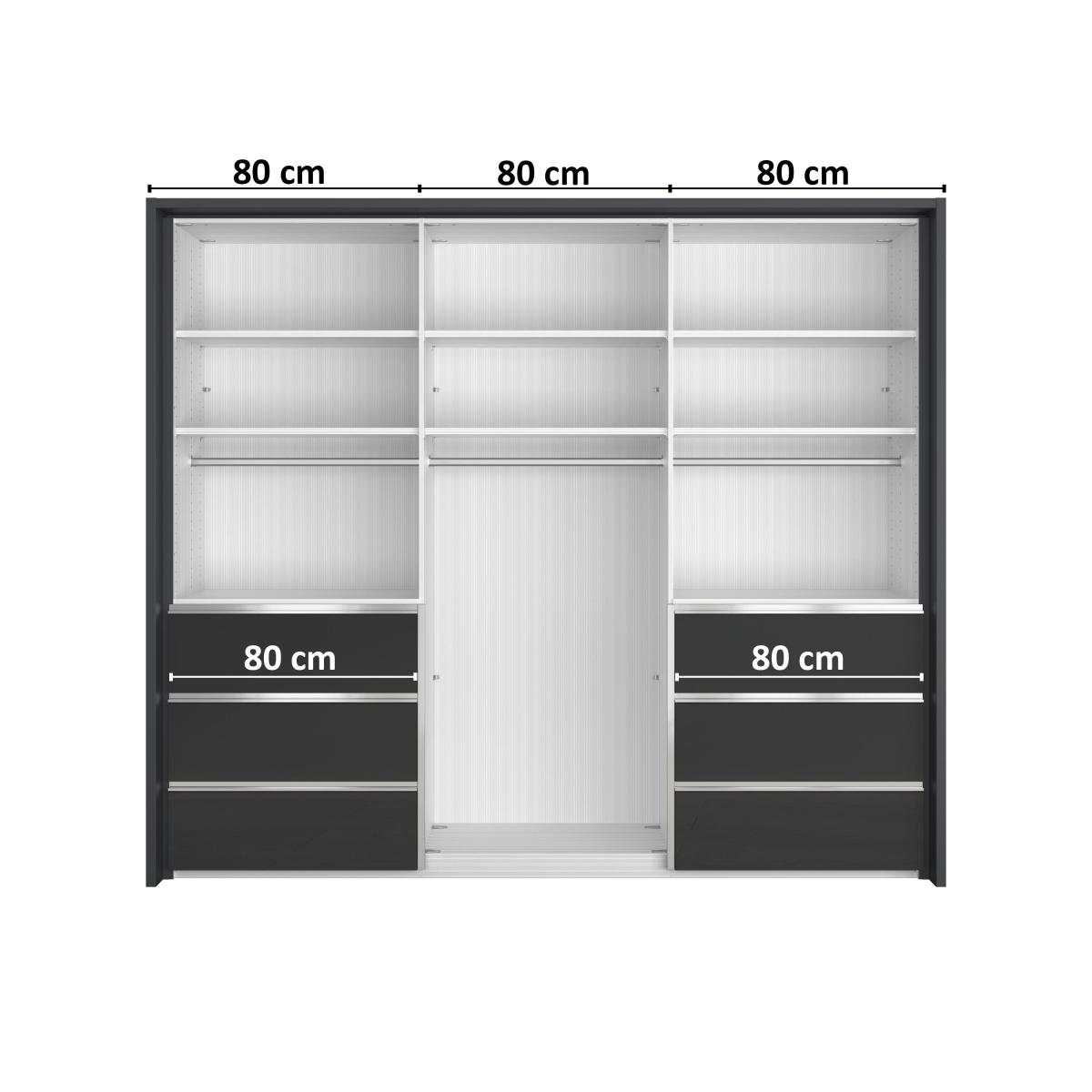 Wiemann - Pacifica 2 260cm 3 Door Sliding Wardrobe with Drawers at Left and Right - Pebble Grey – image 4