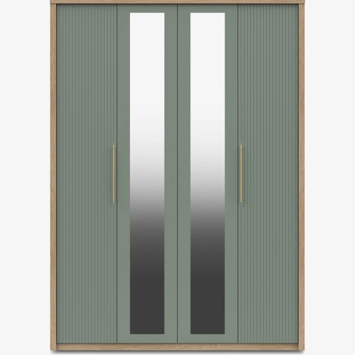 London Bedrooms - Chelsea 4 Door Tall Wardrobe with 2 Mirror Doors and Gold Handles – image 1