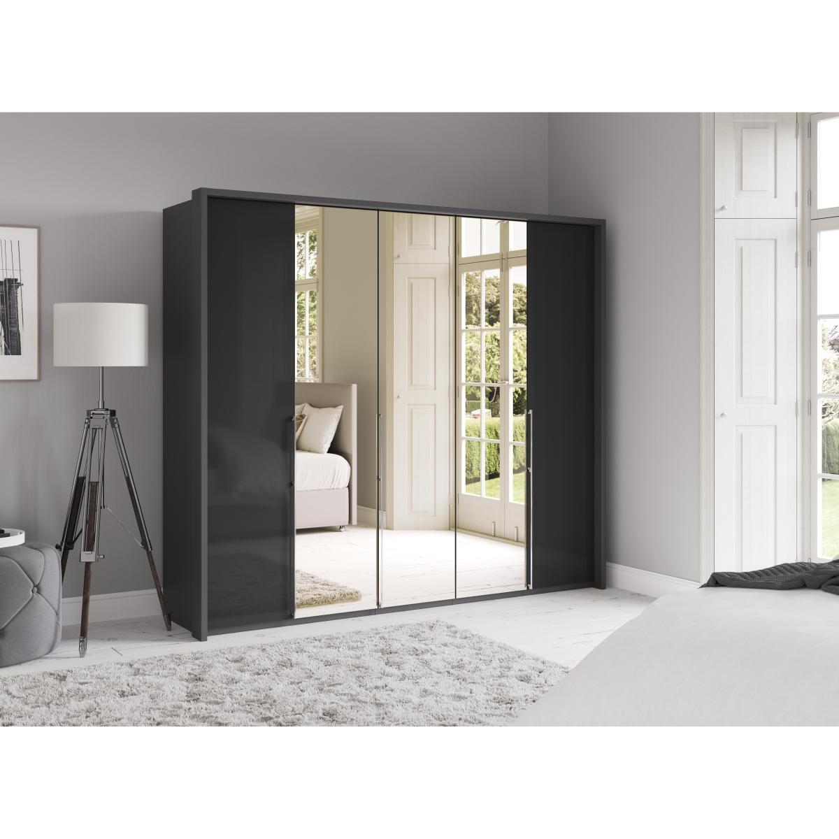 Wiemann - Pacifica 2 256cm 5 Door Bifold Wardrobe with 3 Mirror Doors - Pebble Grey – image 2