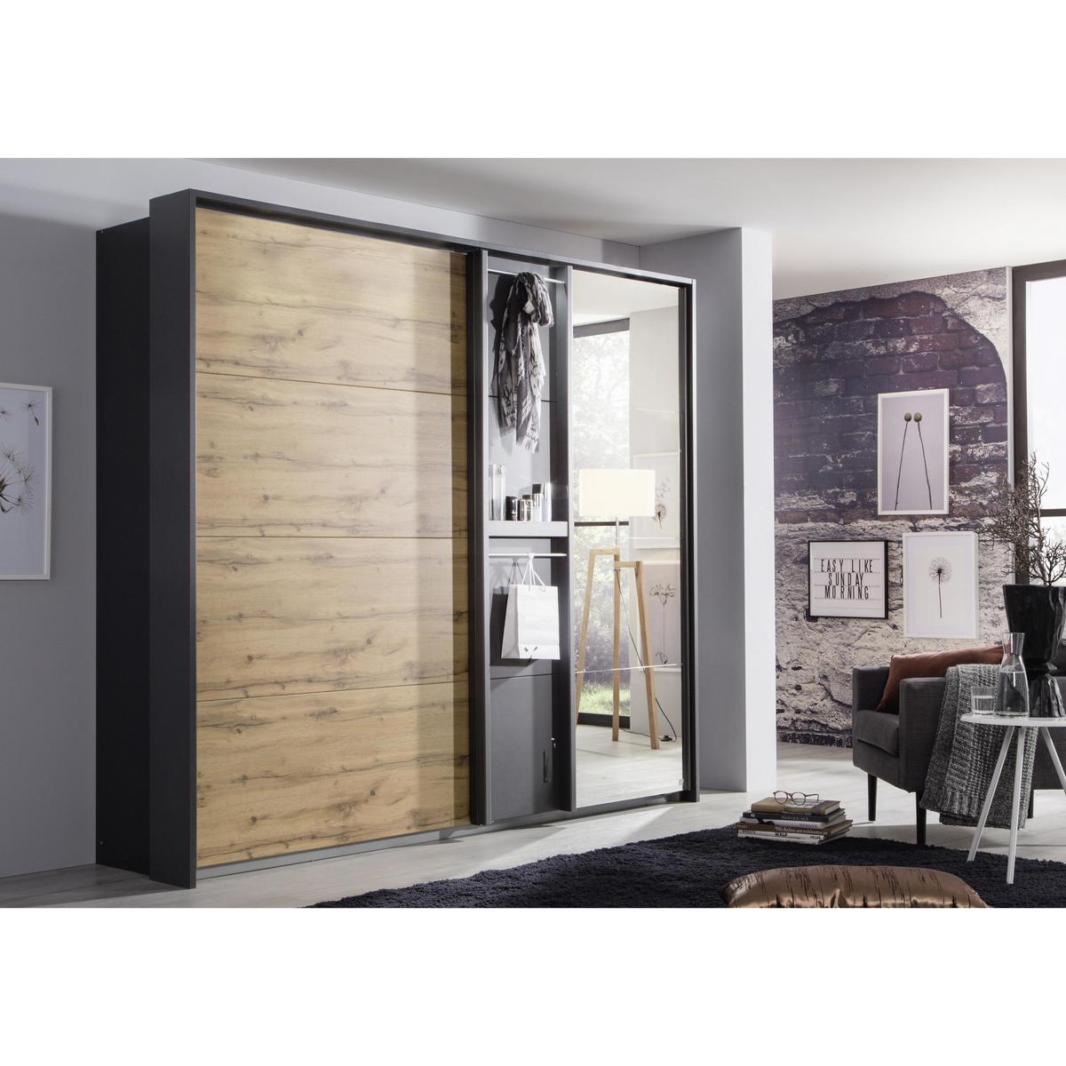 Rauch - Indiana Sliding Door Wardrobe with Mirror - 235-cm - Brown – image 2