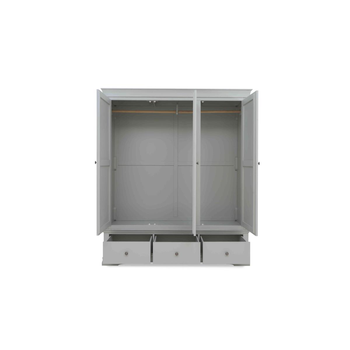 Tiverton 3 Door 3 Drawer Wardrobe - White – image 5